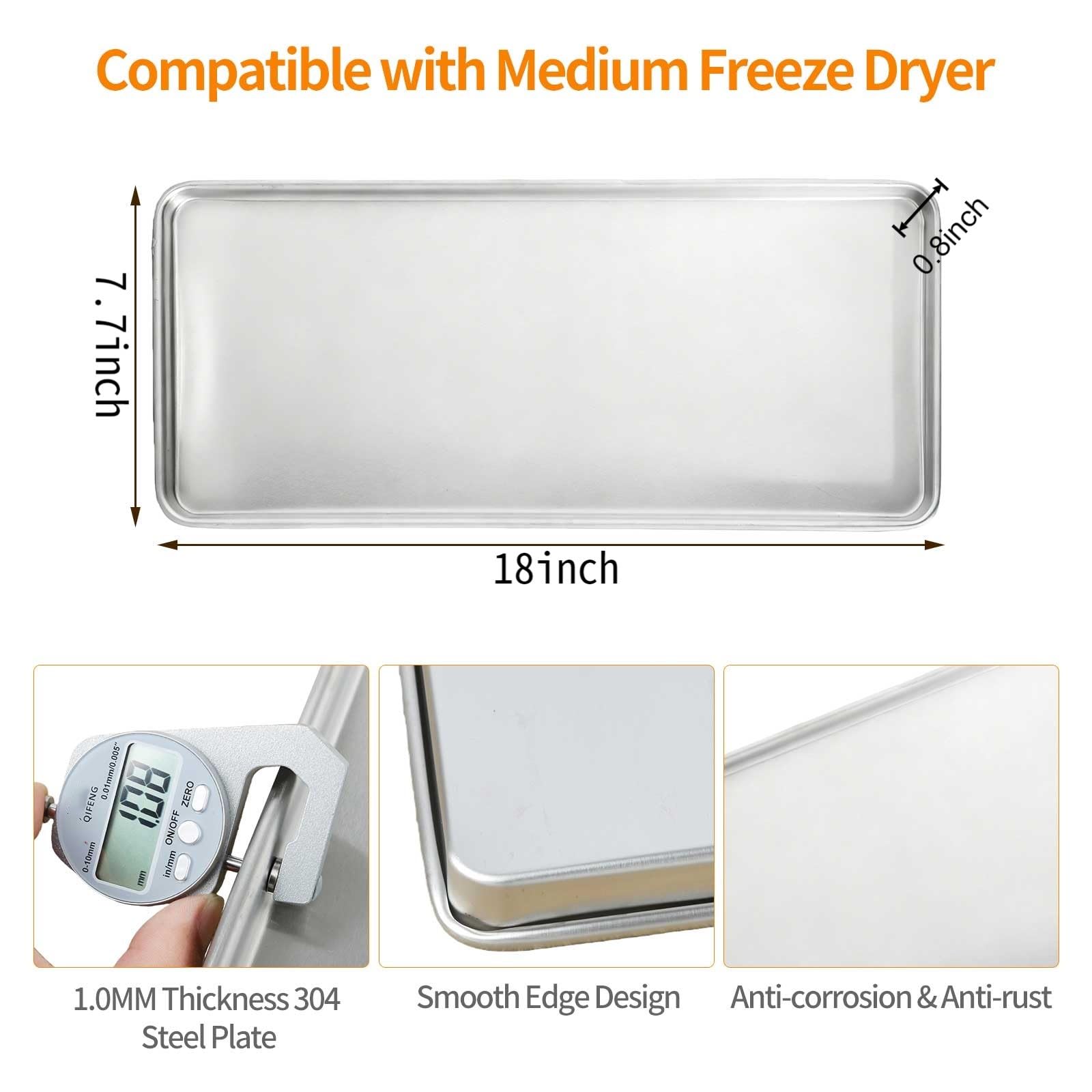 Metalltabletts für die Ernte Right Home Pro Gefriertrockner, robuster 304 Edelstahl, maßgeschneiderte Passform für mittlere Ernte, rechter Gefriertrockner (mittelgroß, 5er-Pack)