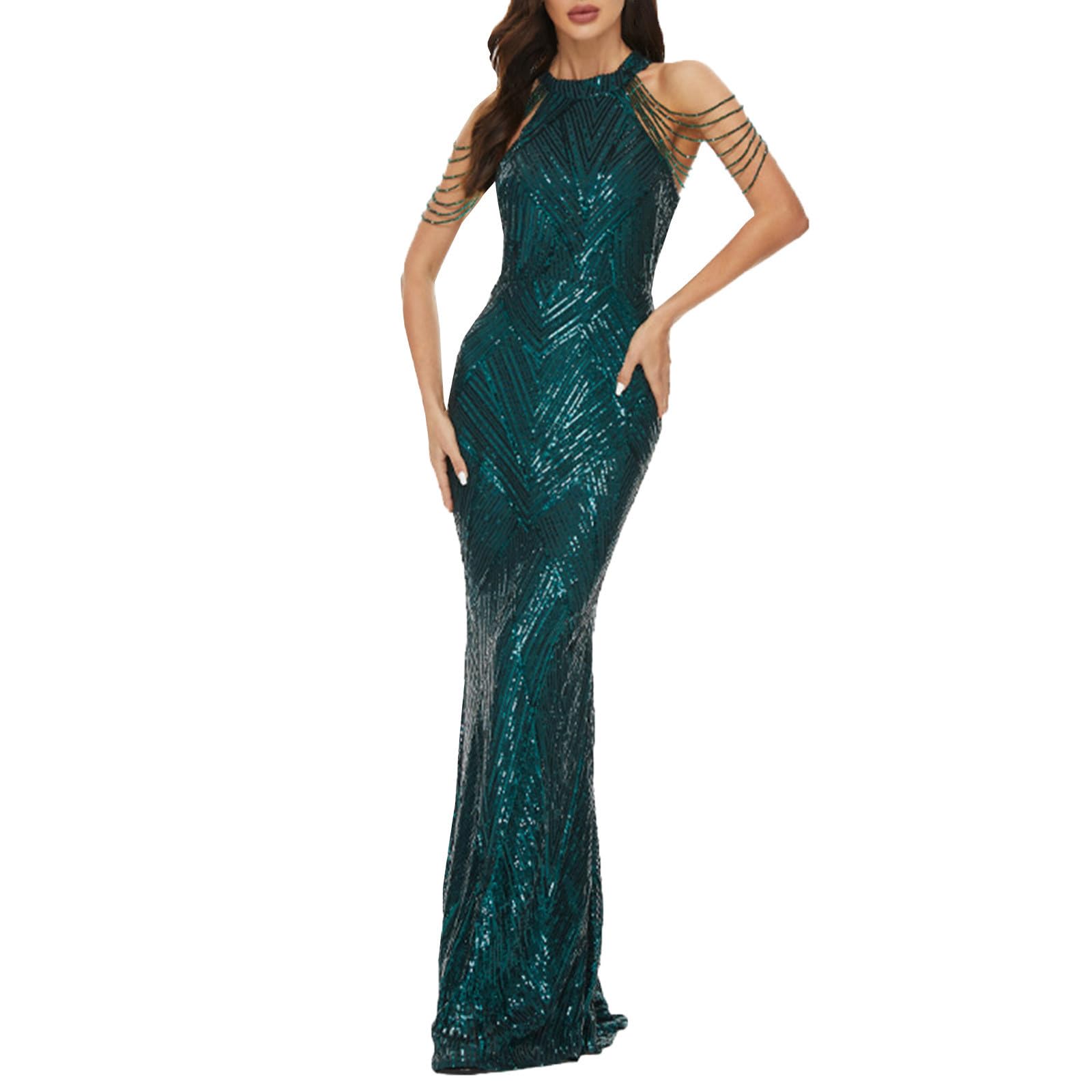 Robe à Franges Paillettes Femme Sexy Chic Elegante Robe Danse Latine Disco Femme Robe Soiree De Gala Mariage Paillettes Robe Rockabilly Costume de Festival Robe de Bal Party Club Cocktail du Soir