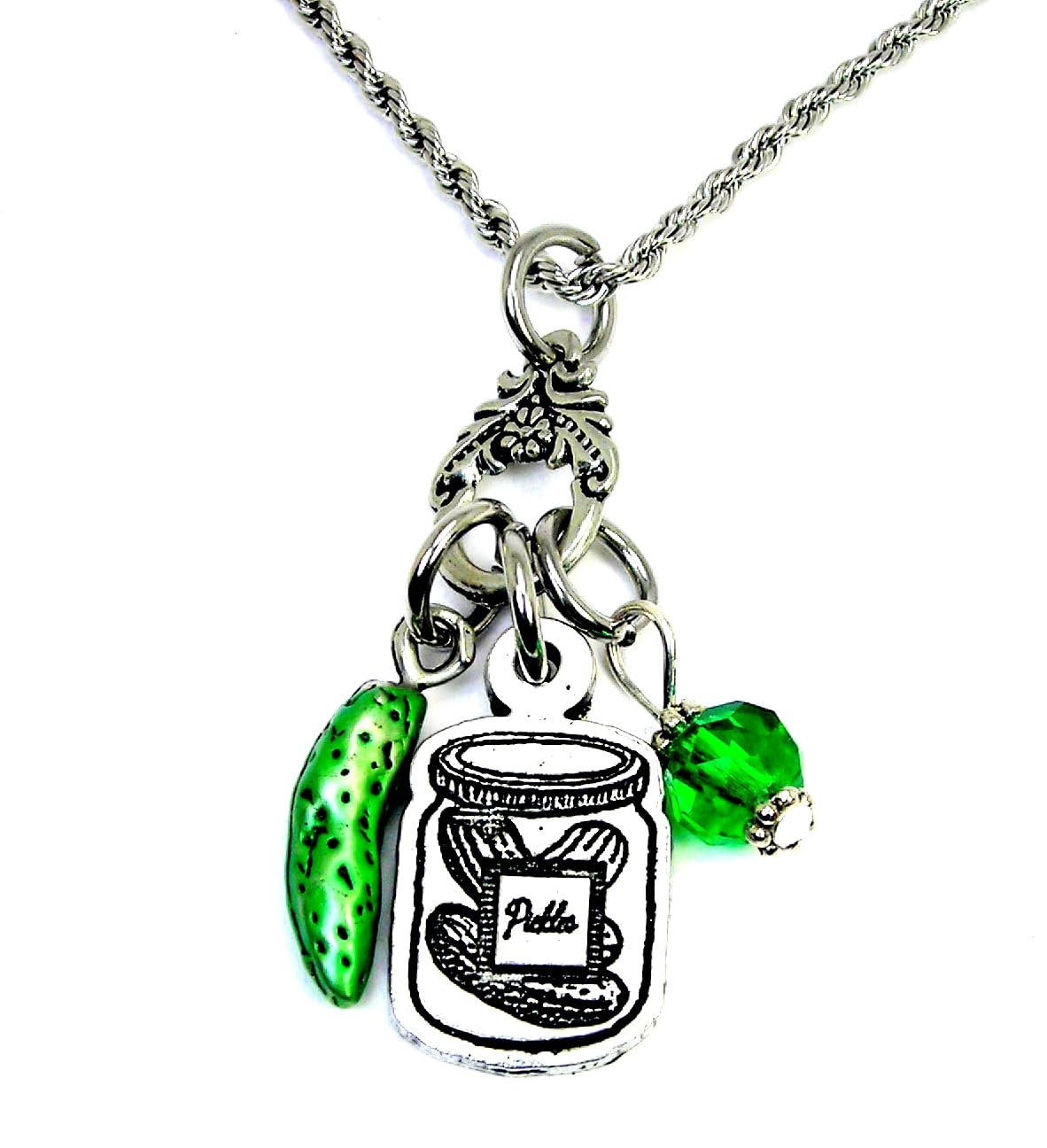 ChubbyChicoCharms Jar of pickles charm 20" Necklace pickle jewelry