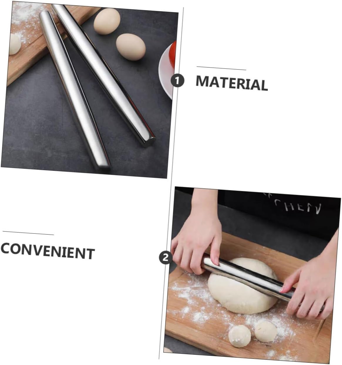 Bakery Equipment,Rolling Pin,Dough Lattice Roller 33cm Stainless Steel Rolling Pin Non-Slip Household Baking Roller