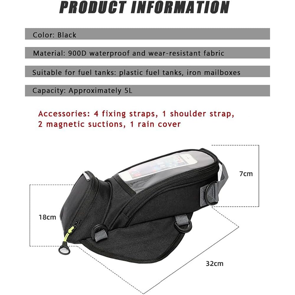 Motorrad Tankrucksack für Sabre 2010-2017 | Motorrad Tankrucksäcke, Multifunktional Tanktasche Motorrad Touring Klarsichtfenster, Wasserdichtes Oxford-Canvas