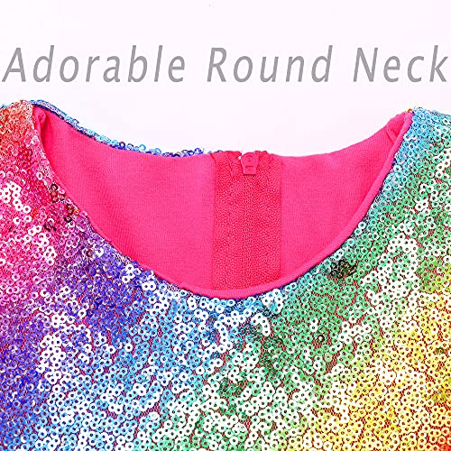 Cilucu Flower Girl Dress Baby Toddlers Sequin Dress Kids Party Dress Bridesmaid Wedding Gown Birthday Dress Hot Pink Rainbow 2T-3T #TOP3