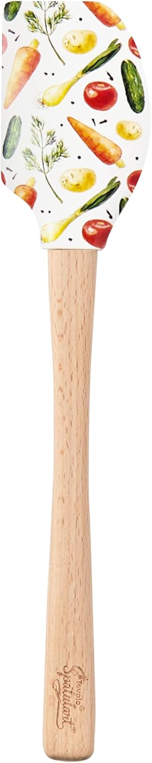 Tovolo Spatulart ‘Vegetable Garden’ Silicone Spatula with Wood Handle – BPA Free, Heat-Resistant, Ideal for Baking, Mixing & Meal Prep