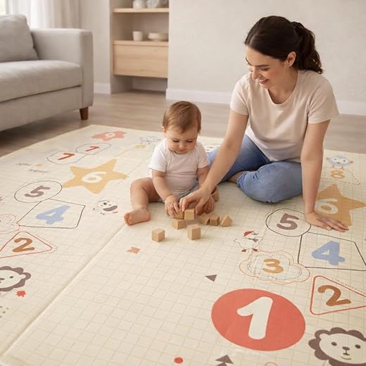 HONOR YOUR HOME Extra Large Reversible Baby Play Mat | BPA Free Learning & Crawling Foldable Foam Mat (200cm x180cm) 0.8cm...