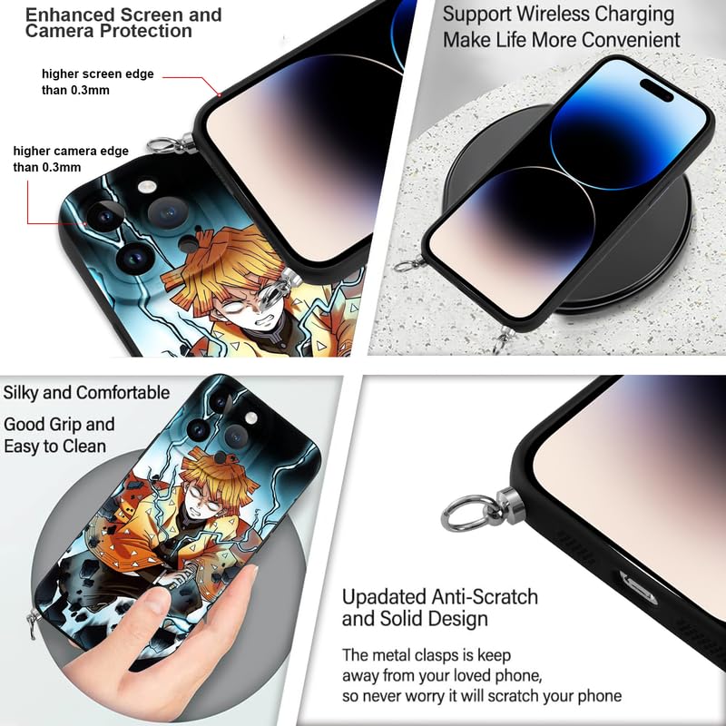 LunarDrift Custodia Per Xiaomi Mi 11 Lite (4G/5G) Con Cordino Tracolla - Design Anime Demon Slayer Nezuko - TPU Antiurto - 2