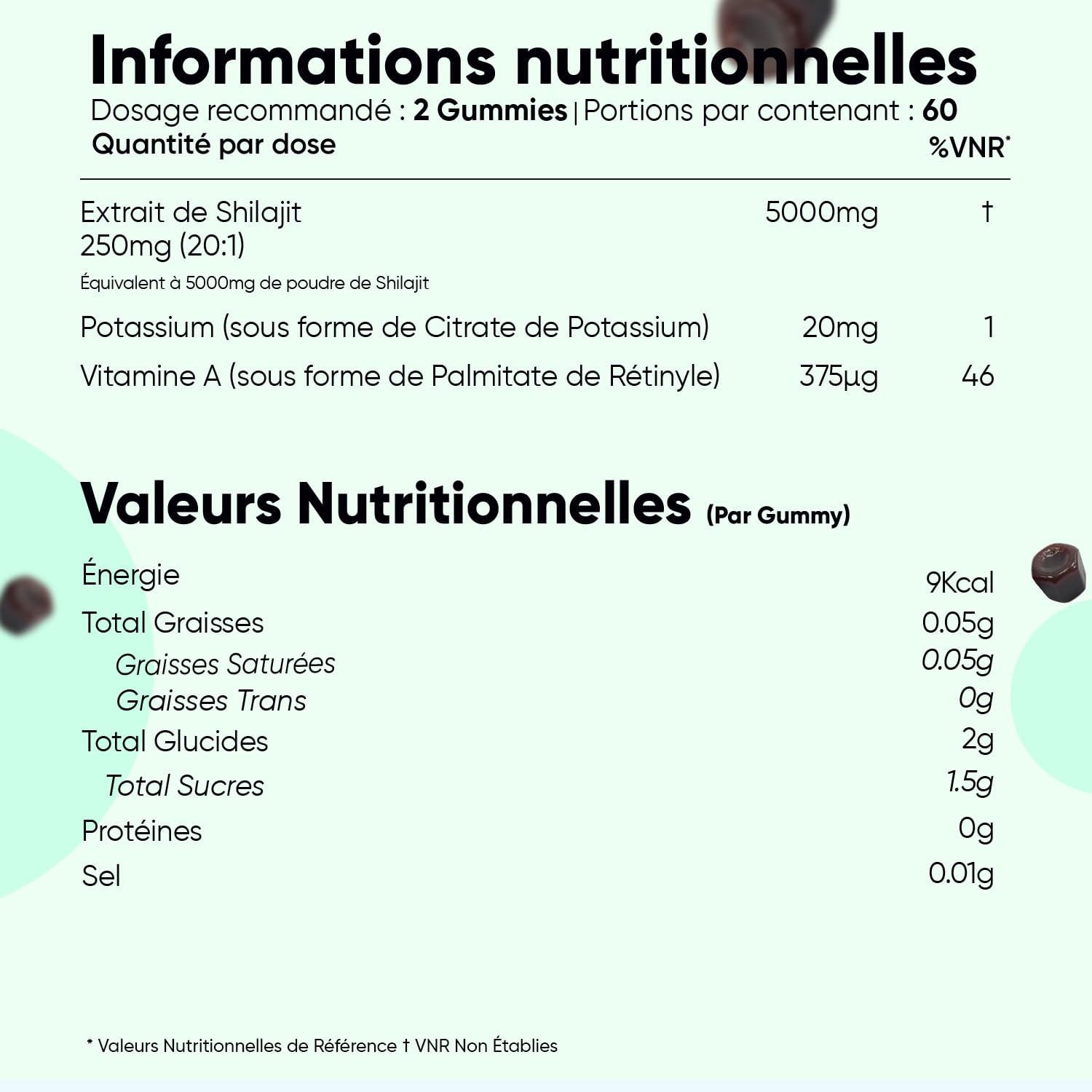 Shilajit Gummies 120 Vegan 5000mg Shilajit Himalaya Gummies avec Potassium, Vitamine A, Riche en +85 Minéraux, Acide Fulvique, Acide Humique, Alternative Resine d'Himalaya, Comprimés et Gélules