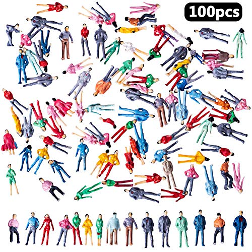 BESTZY 100pcs H0 Figuren,Verschieden Sitzende und Stehende Figuren Passanten Spur H0 1:100