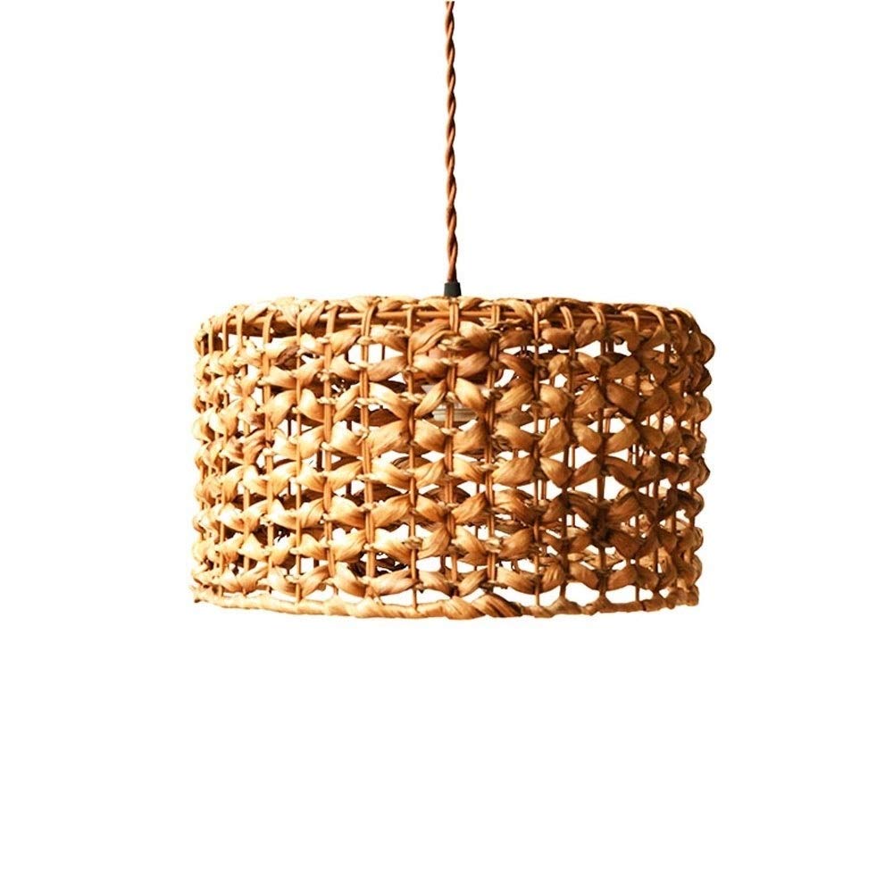 Lustre simple en rotin naturel avec suspension intérieure pour cuisine et salon