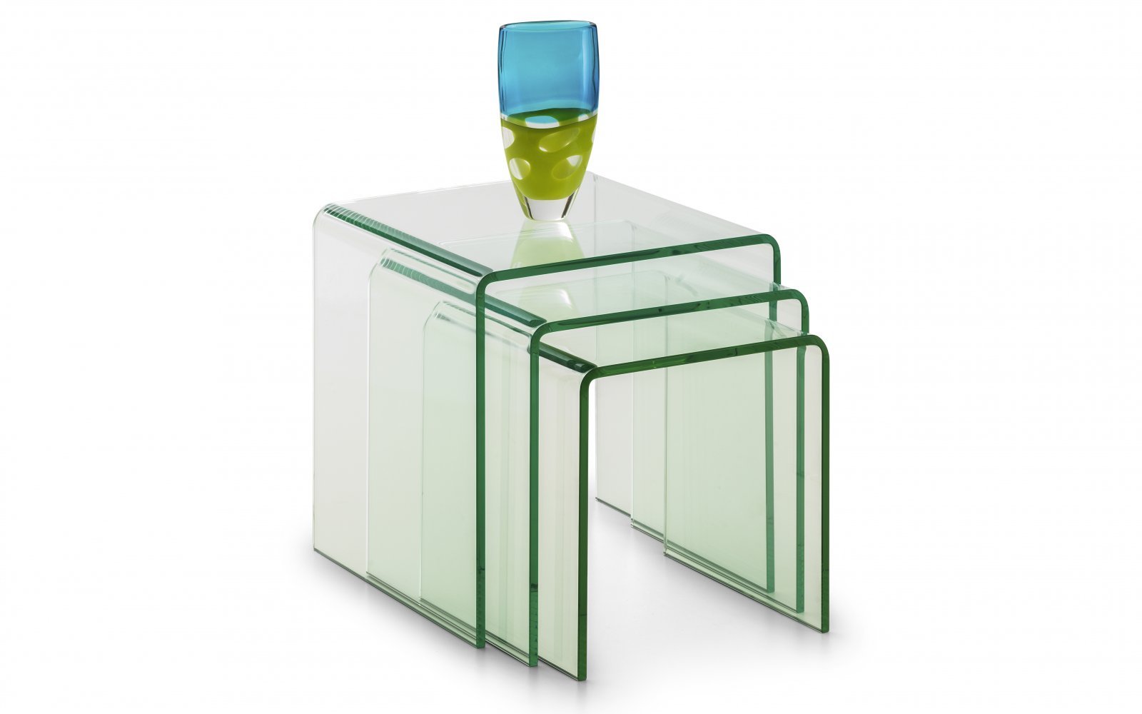 Julian Bowen Amalfi Bent Glass Nest Of Tables Set Of 3
