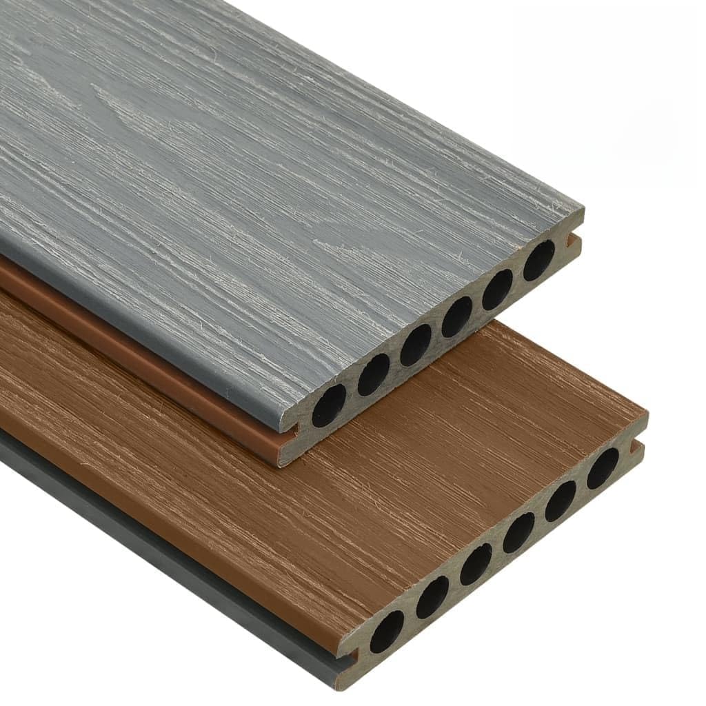 WPC Lames de terrasse en bois et plastique composite marron gris 26 m² 2200 x 140 x 23 mm avec kit d'accessoires pour terrasse, balcon, piscine durable