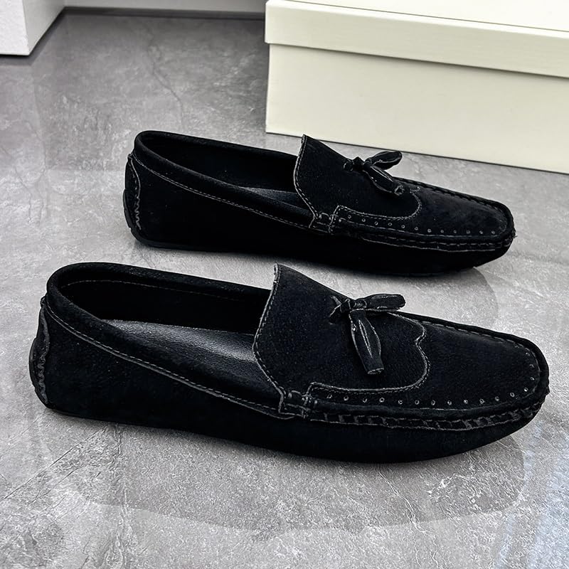 Men's Loafers Shoes Square Toe Wingtips Suede Vegan Leather with Tassel Comfortable Flexible Flat Heel Party Slip On2