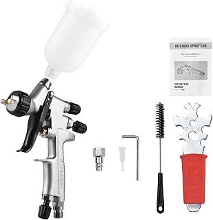 Henniu HVLP 1.0mm Kit de Pistola de Pulverização de Ar 250cc Fluid Cup Gravity Feed Air Paint Sprayer Mini Handheld 360-graus Paint Spraying Gun for Car Repair Furniture Surface Wall Painting DIY Mode