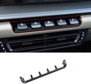 Central Console Warning Light Button Decorative Panel Cover Fit for Porsche 911 Carrera 4S 2019-2022 Real Carbon Fiber Interior Trim Accessories Black Carbon Fiber