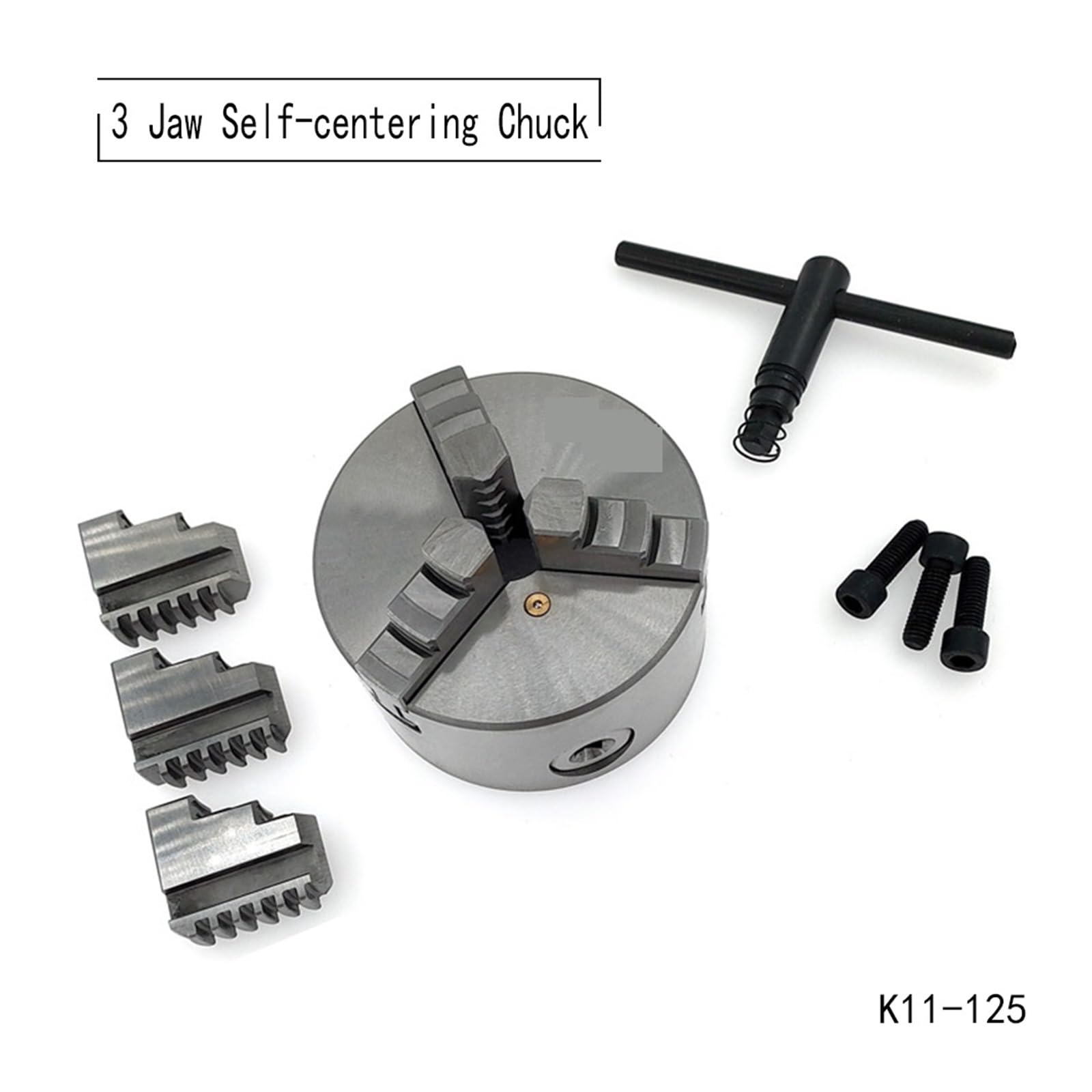 K11-125 3-szczękowy uchwyt samocentrujący do mini tokarki do metalu, Uchwyt tokarski do drewna, wiele scenariuszy uży(30mm spindle hole)
