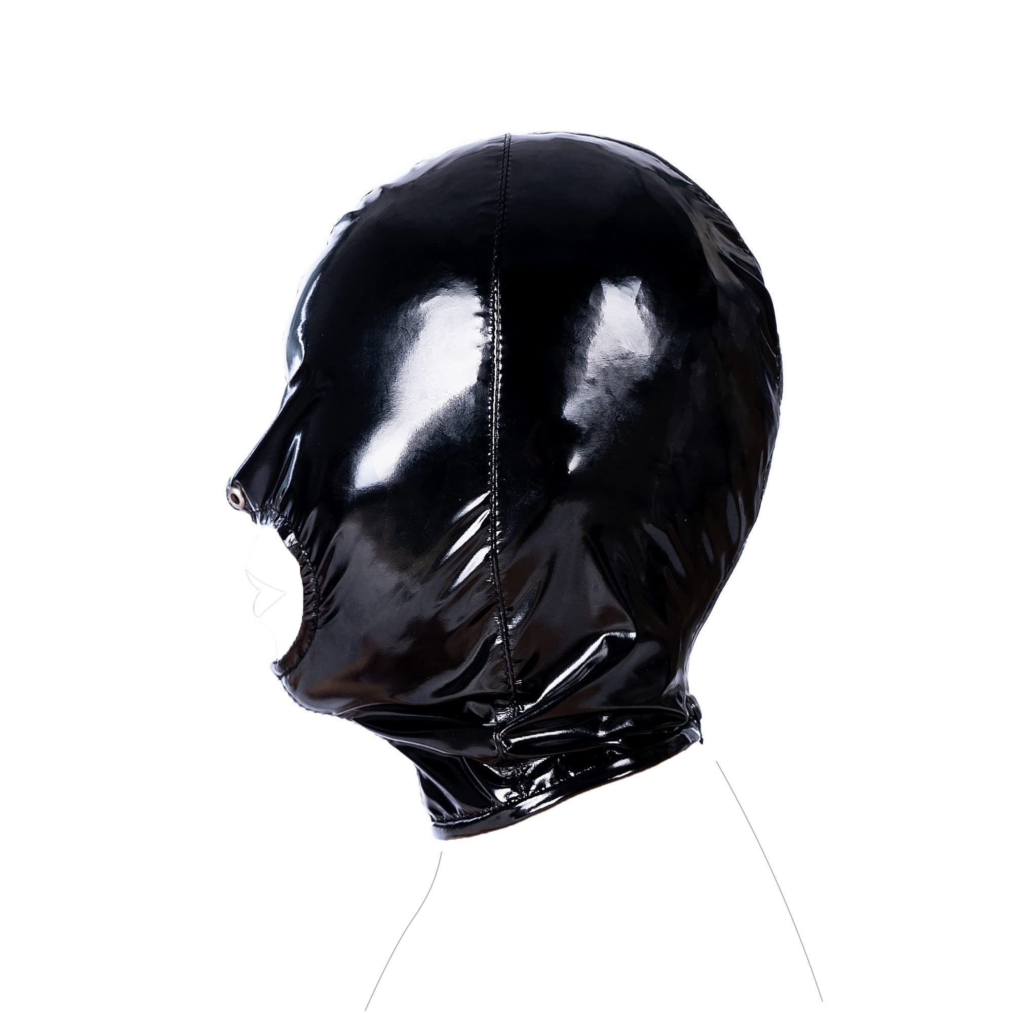 SXOVO Maschera in lattice Apertura bocca con cerniera Nero Bondage SM Maschera testa Fetish BDSM Sexy Schiavo Maschera in pelle (Medio)
