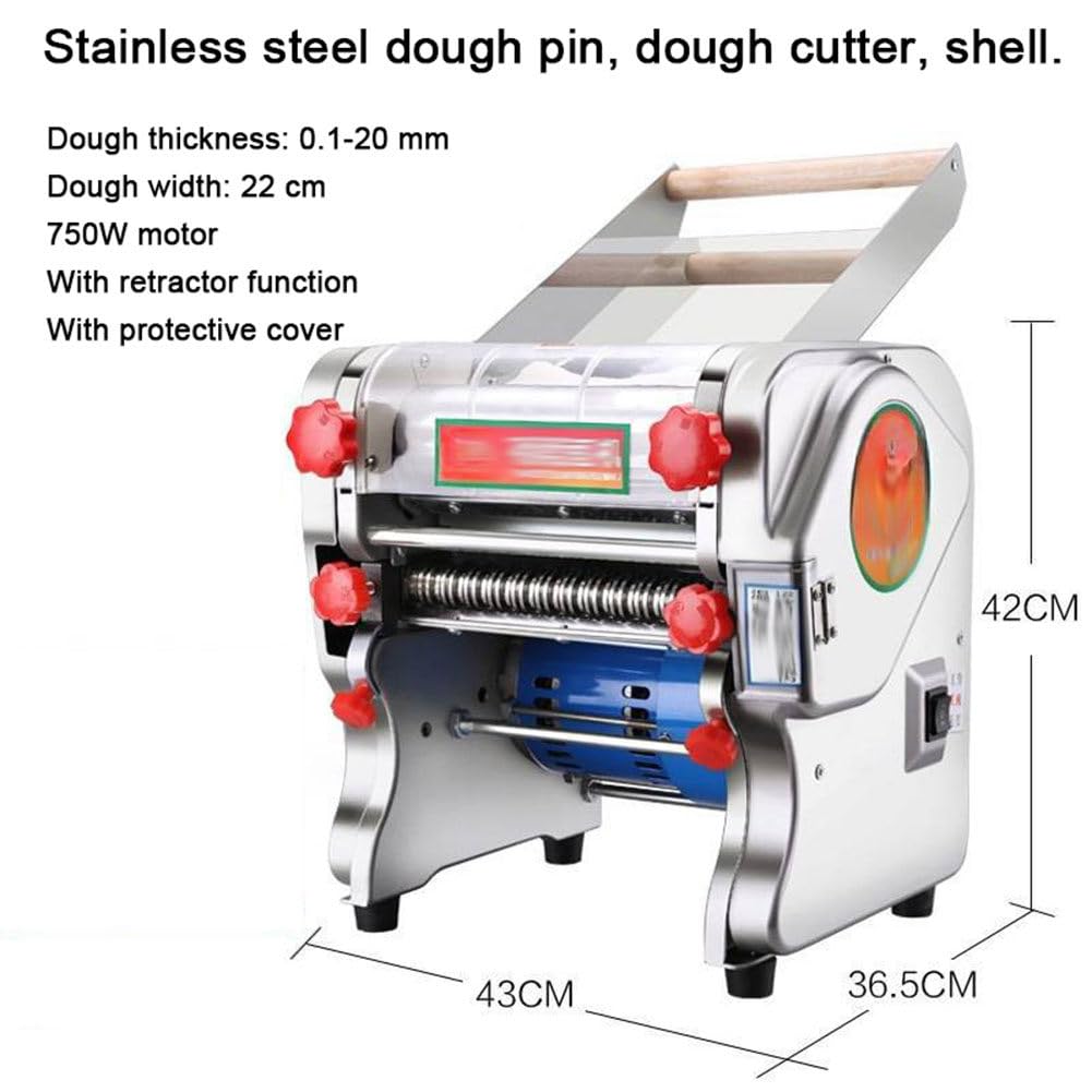 Maquina para Hacer Pasta,Automático Maquina De Hacer Pasta Fresca‌ para Fideos Anchos,Fideos Finos,Laminadora de Masa para Amasar,Laminar y Cortar,Doughwidth24cm