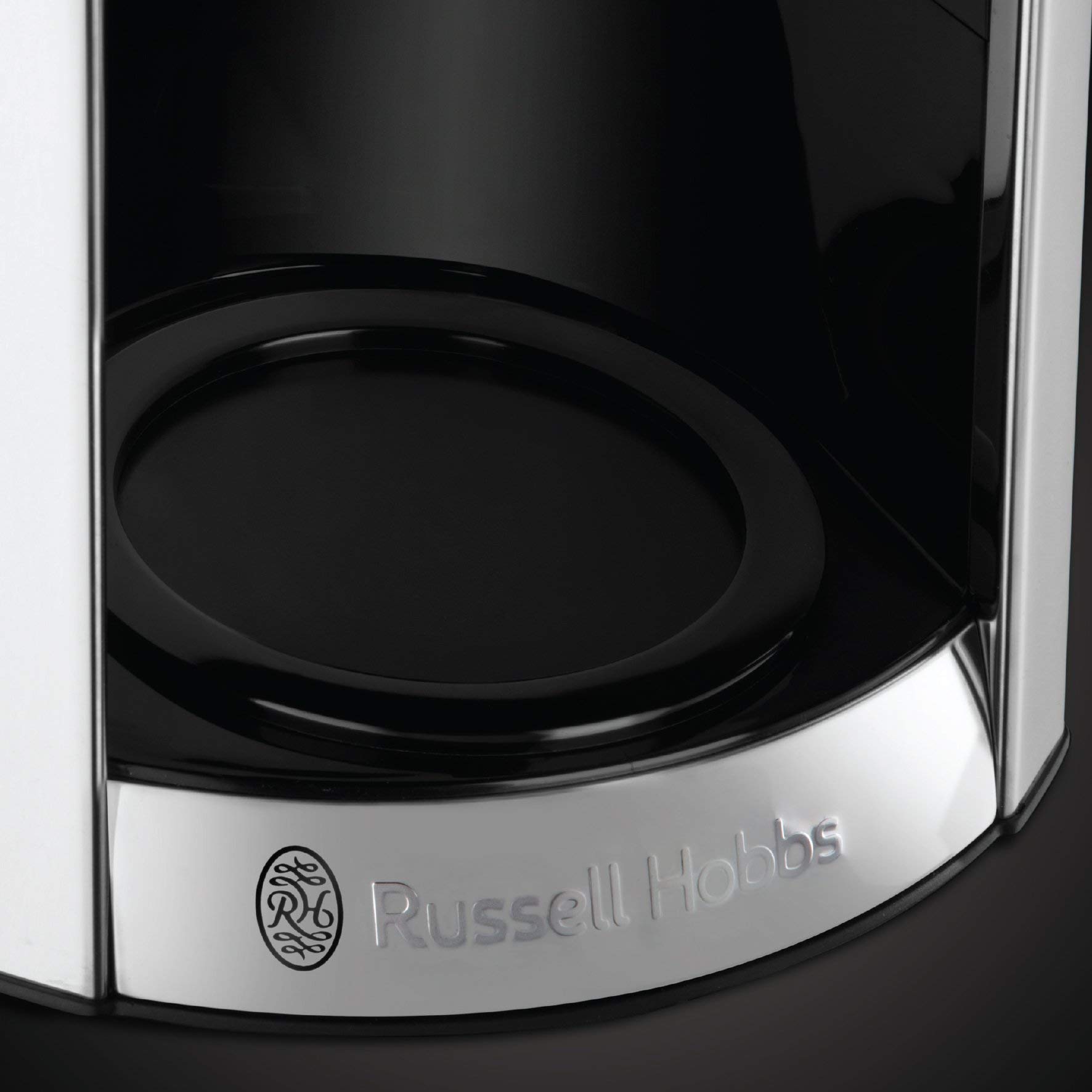 Russell Hobbs Cafetera de Goteo Luna Moonlight - 12 Tazas, Jarra Cristal 1,8L, Programable, Soporte de Filtro Lavable, Tecnología de Rociado Avanzada, Acero Inoxidable, Plata y Gris - 23241-56