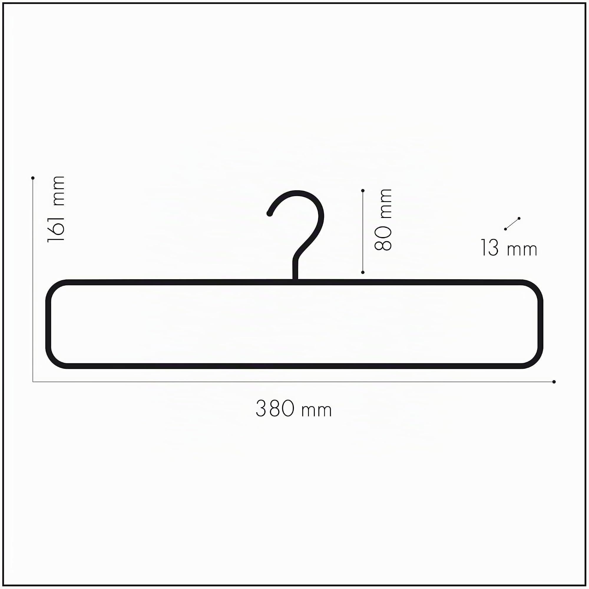 Mainetti Appendini per Pantaloni Uomo Donna, Grucce in Plastica, Salvaspazio, con Barra in Velluto Antiscivolo, Effetto Venature Legno, Made in Italy, Set di 10 Pezzi (Nero con gancio nero, 38 cm)