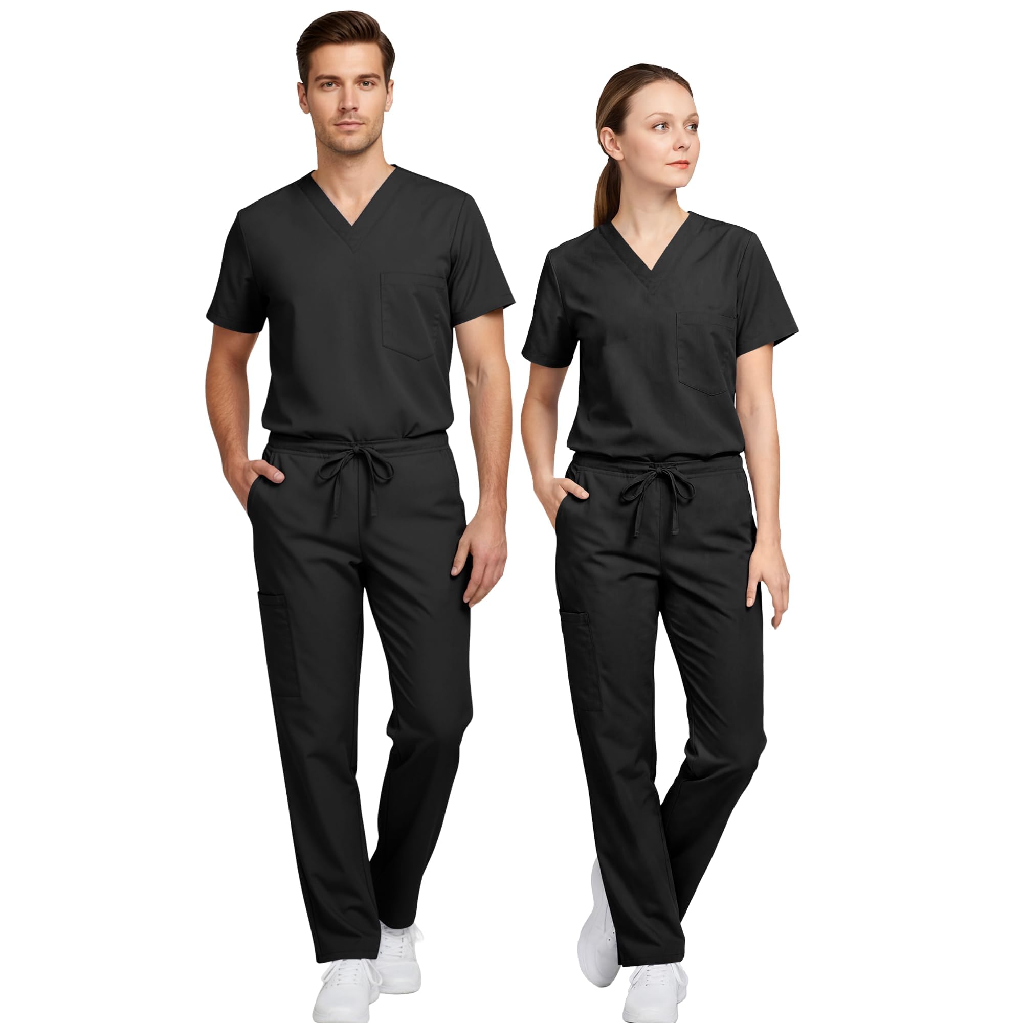 allheart Unisex Scrub Sets for Men & Women V-Neck Top with Scrub Pant