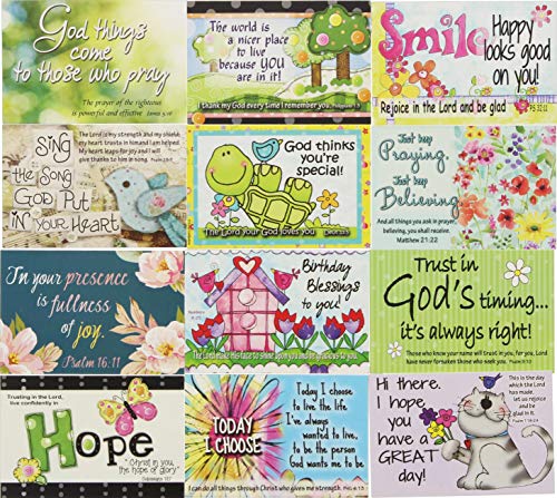 Pass It on Inspirational and Uplifting Message Cards with Scripture - Package of 24 Assorted Cards (Bright & Colorful)