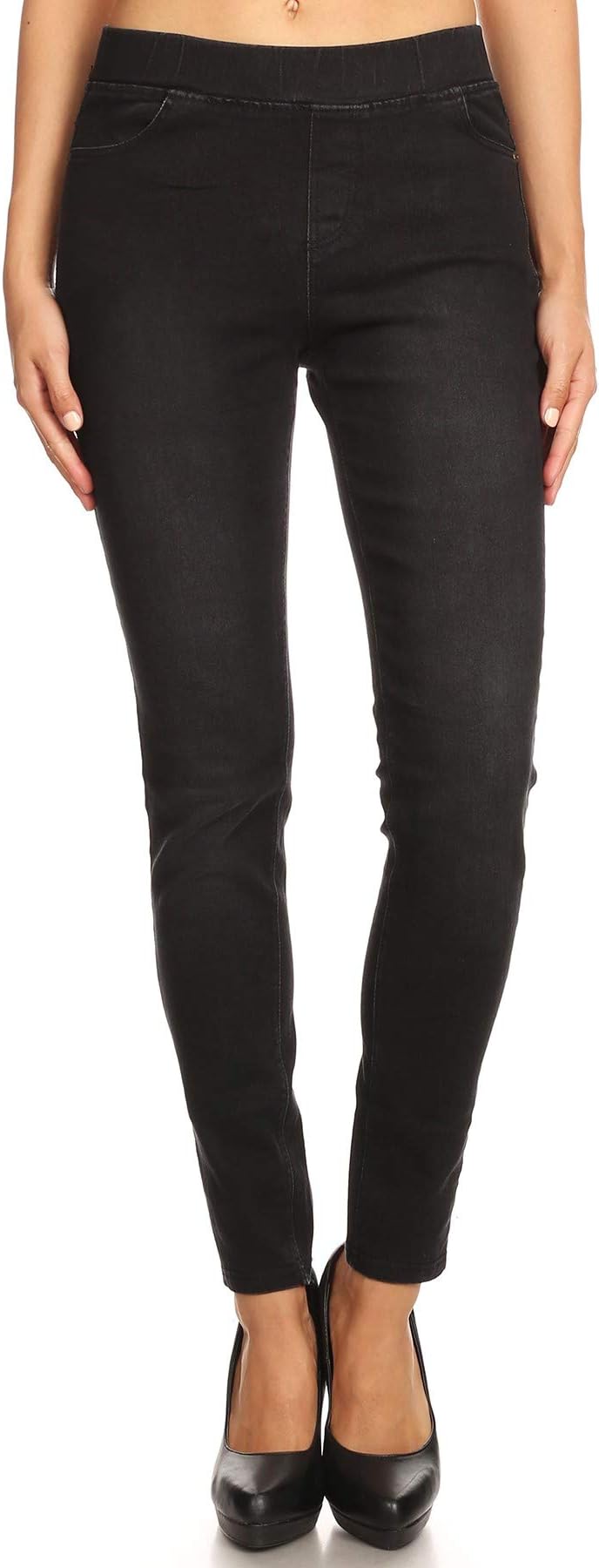 JviniWomen's Skinny Jeans Elastic Waist Pull On Jeggings Denim Pants with Pockets Regular - Plus Size