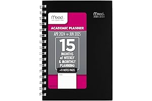 Mead Planner 2023-2024 Academic, Weekly & Monthly, 5-1/2 x 8-1/2 Small, Basic, Black
