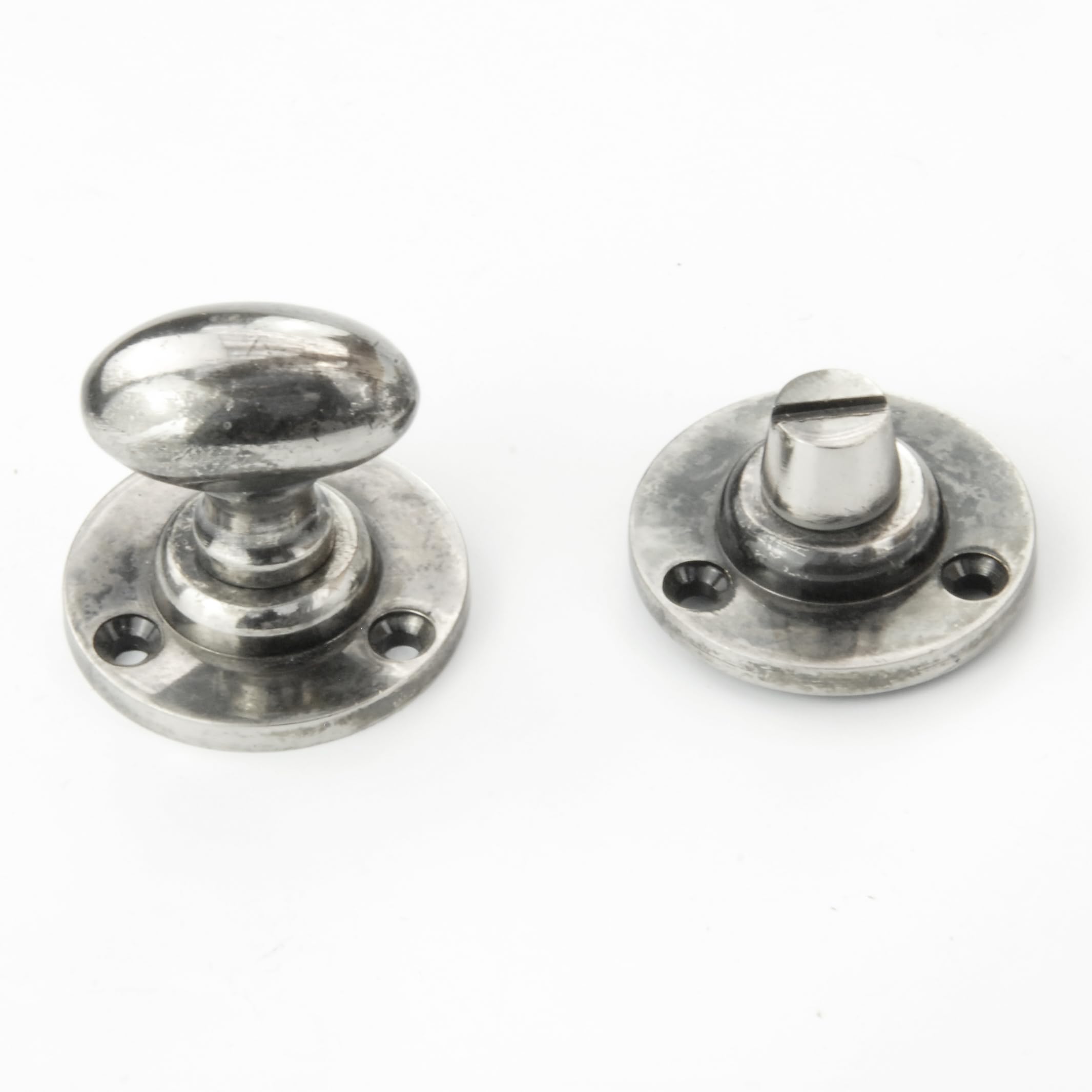 Underground Parts Brass Jones & Grey Regency Solid Oval Bathroom Lock Thumb Turn Handle & Release - Antique Nickel