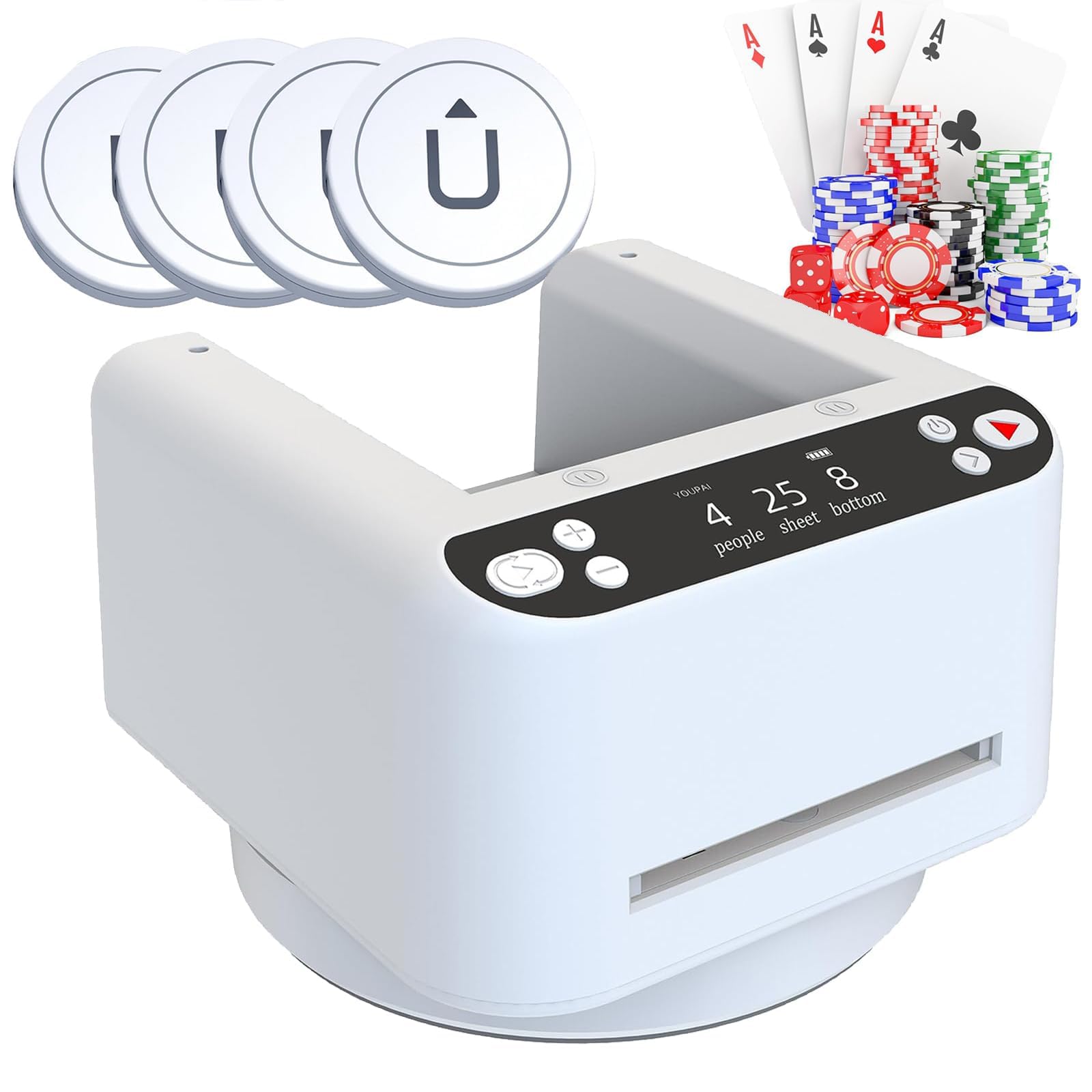 Eoweiot Automatic Card Dealing Machine, 360 Rotating Card Dealer with 4 Dealer Buttons,for Blackjack, Texas Hold'em, Family Fun, Gathering