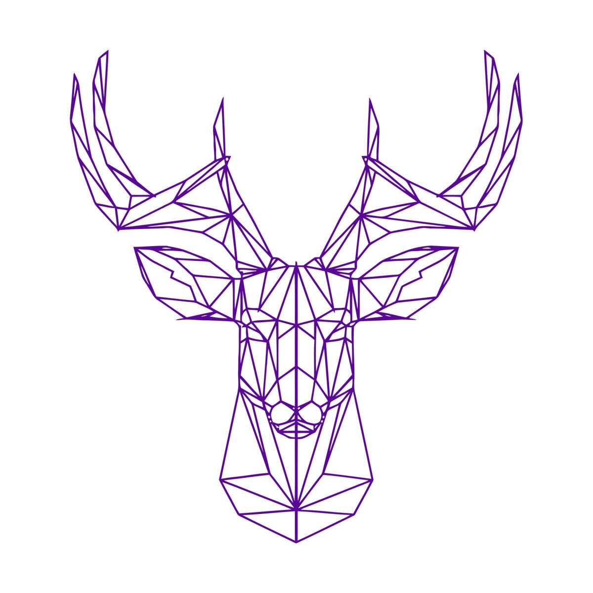 Geometric Deer Head Decal Deer Antlers Hunting Wall Decal Origami Vinyl Sticker Animal Wall Decor Stylish Deco Extra Large - 78x84cm