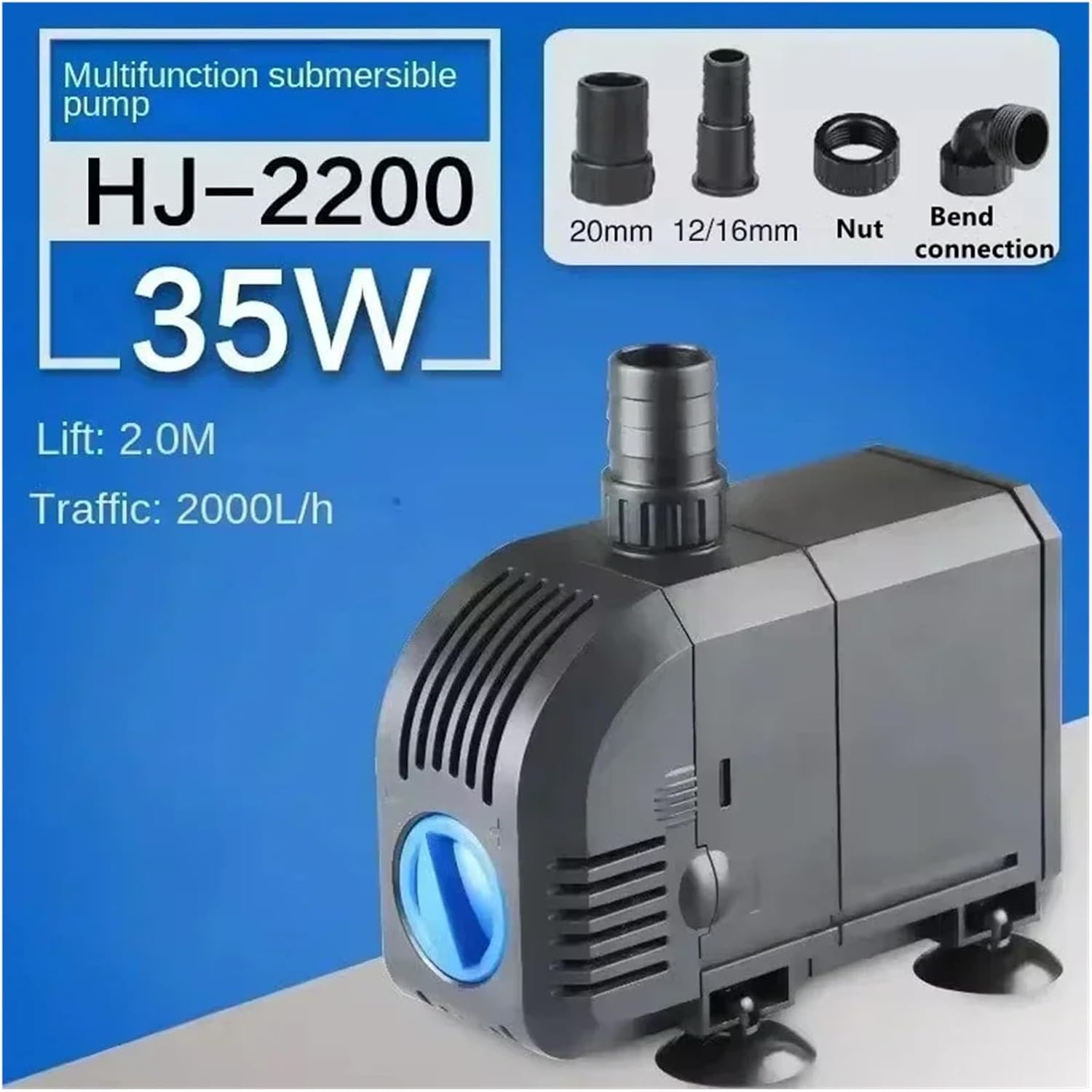 Ultra-quiet submersible circulation pump Ultra-Quiet 500—3000L/H Water Pump Submersible Fish Tank Pond Circulation Filter(HJ-2200 35W)