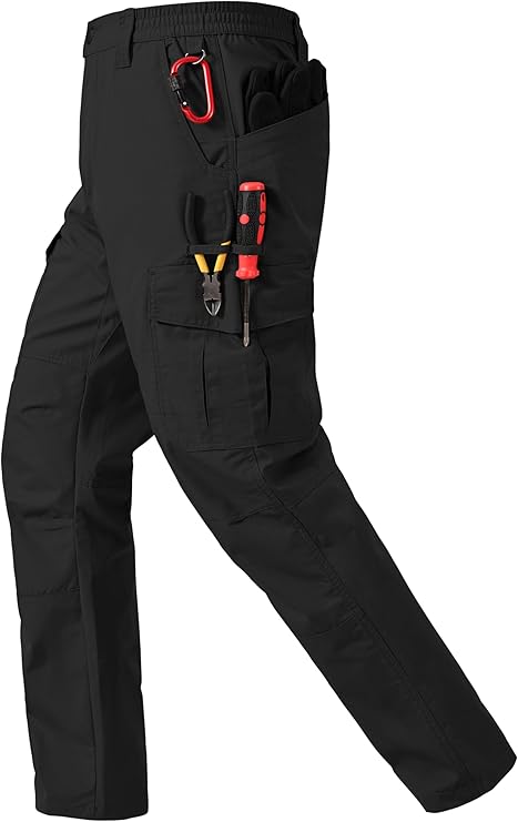 Mens Work Pants Ripstop Waterproof Cargo Pants for Men with 7 Pockets Tactical Hiking Pants