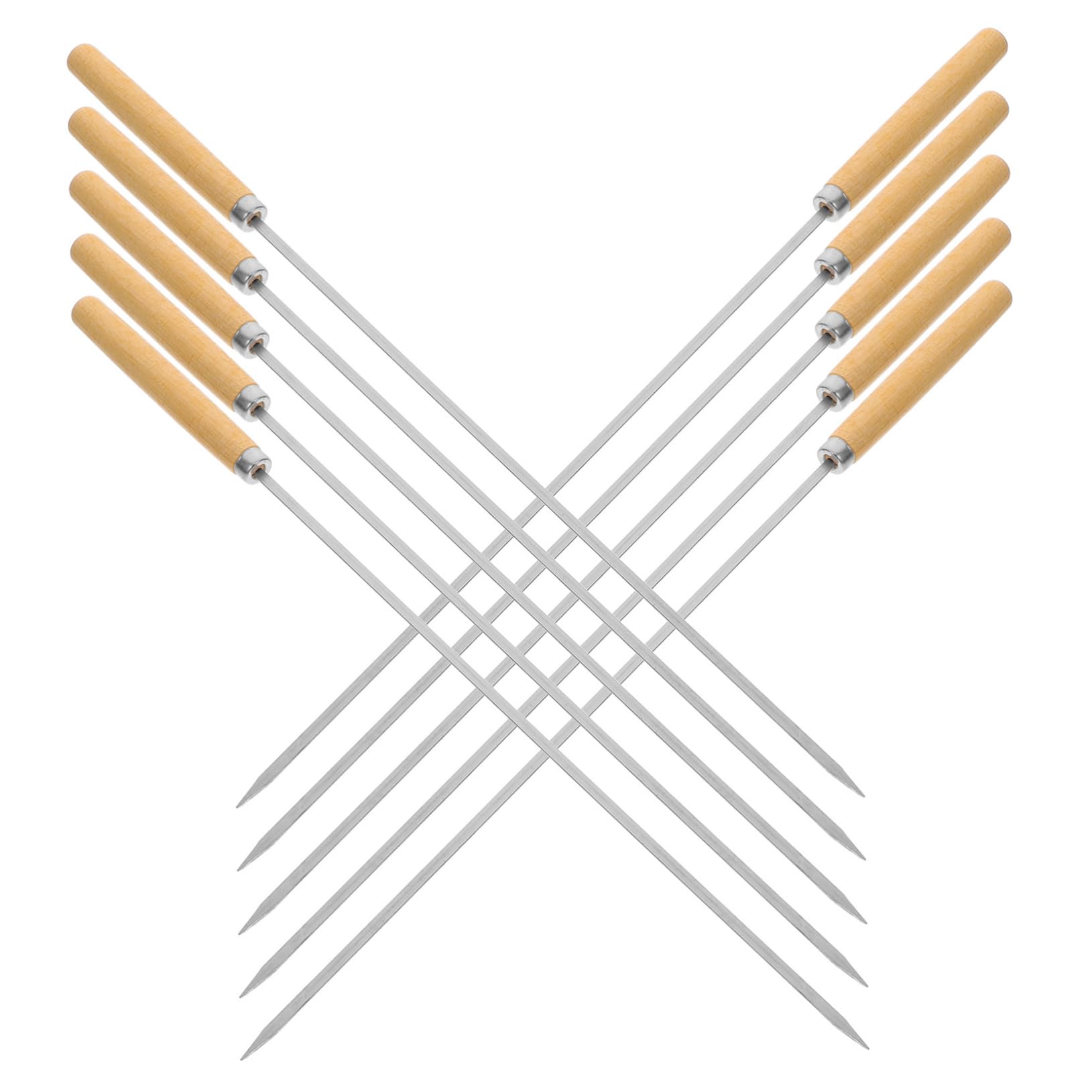 VILLCASE Spiedini per Barbecue 50 Pezzi in Acciaio Inossidabile 304 Manico in Legno, Resistenti ad Alte Temperature e Versatili per Carne e Verdure, per Grandi Grigliate