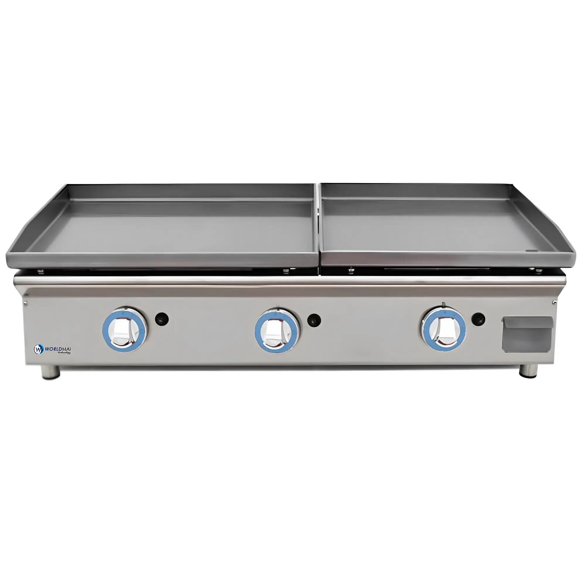 MBH - Plancha LUX WORLDMAI a Gas Profesional de 60+40 cm en Acero Laminado con Peto para Hostelería. Plancha con estructura de INOX para Cocina Industrial de Bar y Restaurante