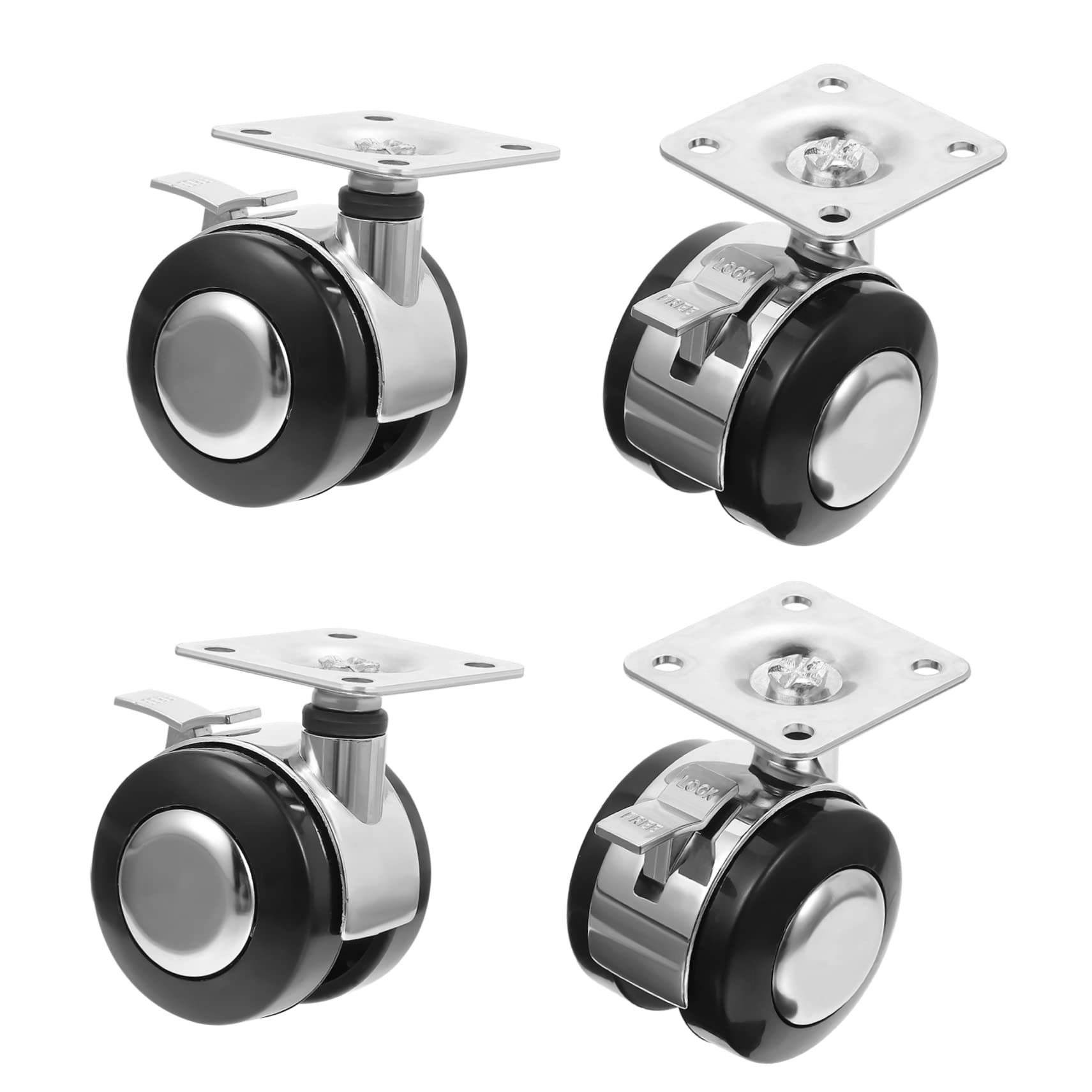 FIXOSHEE 4 piezas Ruedas de Oficina con Freno para Sillas y Muebles Estables y Fáciles de Instalar para y Oficina