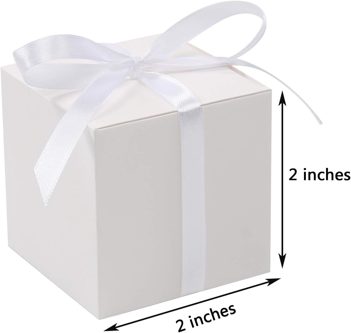 COTOPHER 60pcs Small Gift Boxes, Favor Boxes 2x2x2 inches Paper Gift Boxes with Ribbons Candy Box for Wedding Favors Baby Shower Bridal Shower Birthday Party (White) - Image 7