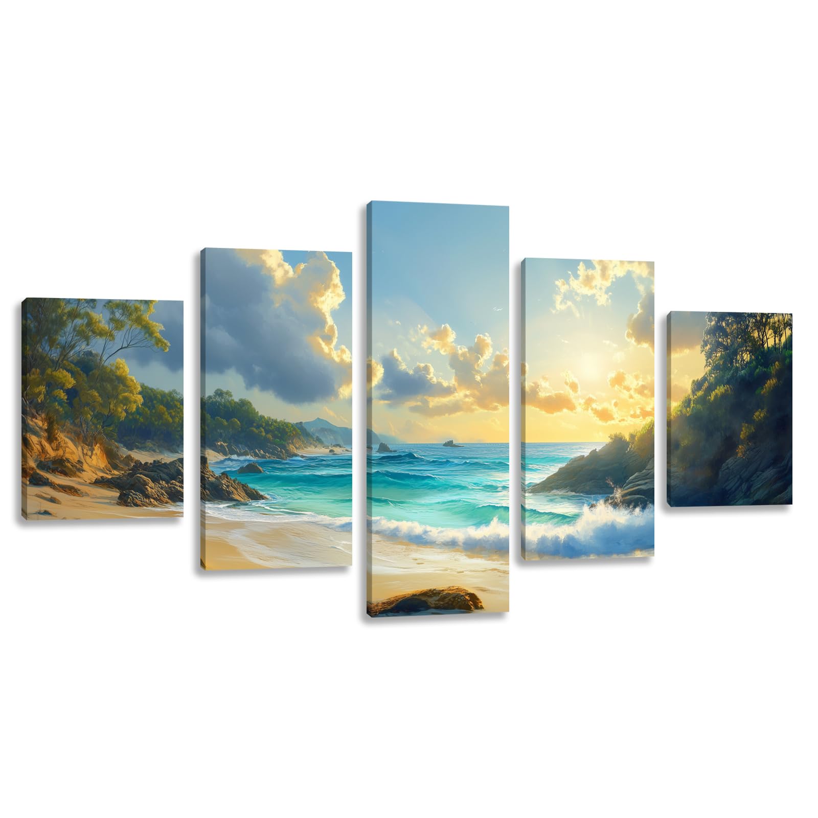 Landscape Coastal Wall Art for Living Room Beach Canvas Wall Art Prints Artwork for Walls Nature Ocean Scenery Wall Paintings Wall Poster Wall Decor