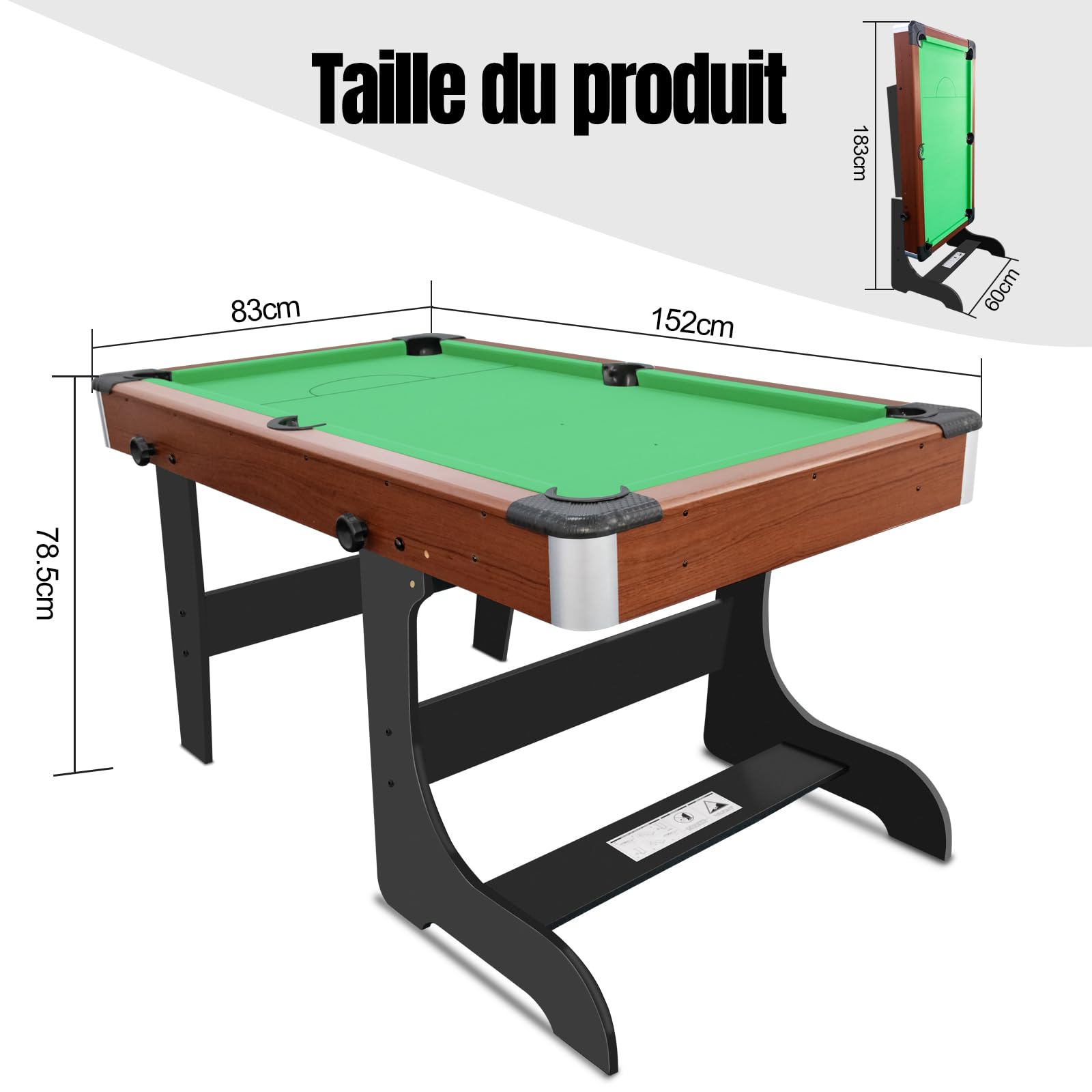 HLC Billardtisch Klappbar, Pool Billardtisch, Snooker, Multifunktionstisch Spieltisch mit Zubehör, Geeignet für Zuhause.