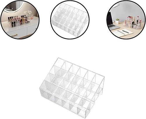 Miniatura 4 de Lcpucc Clear Lipstick Organizer for Vanity with Multi-Grid Design Makeup Storage Box Cosmetic Holder for Desk
