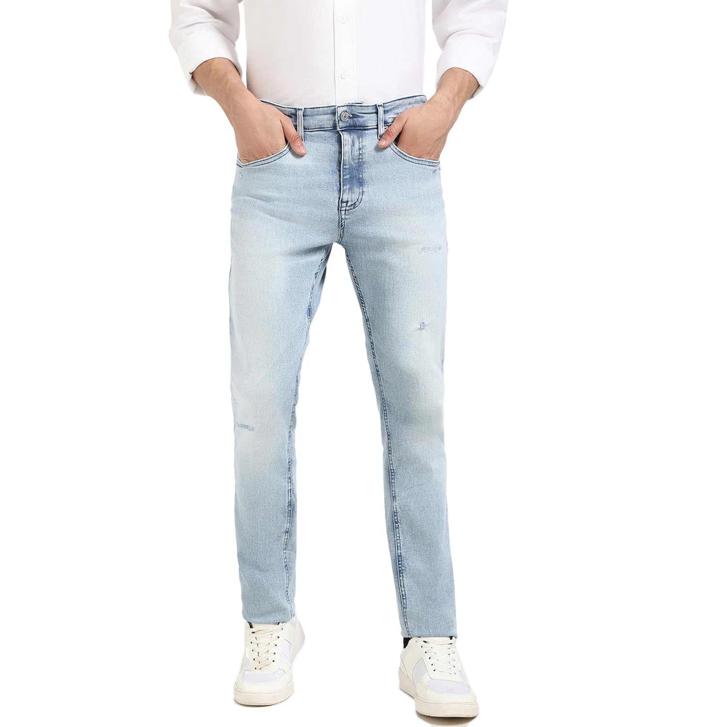 Mens Blue Solid Jeans