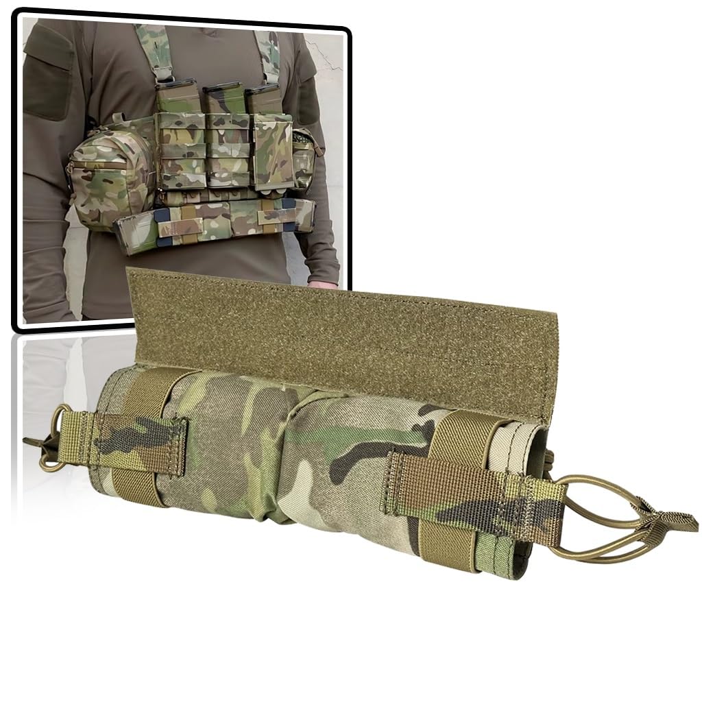 WLXW Abdomen Double Magazine Pouch The Side Pull Mag Pouch Ultility EDC Bag For Vest＆chest Rig Airsoft Hunting Gear(Black)