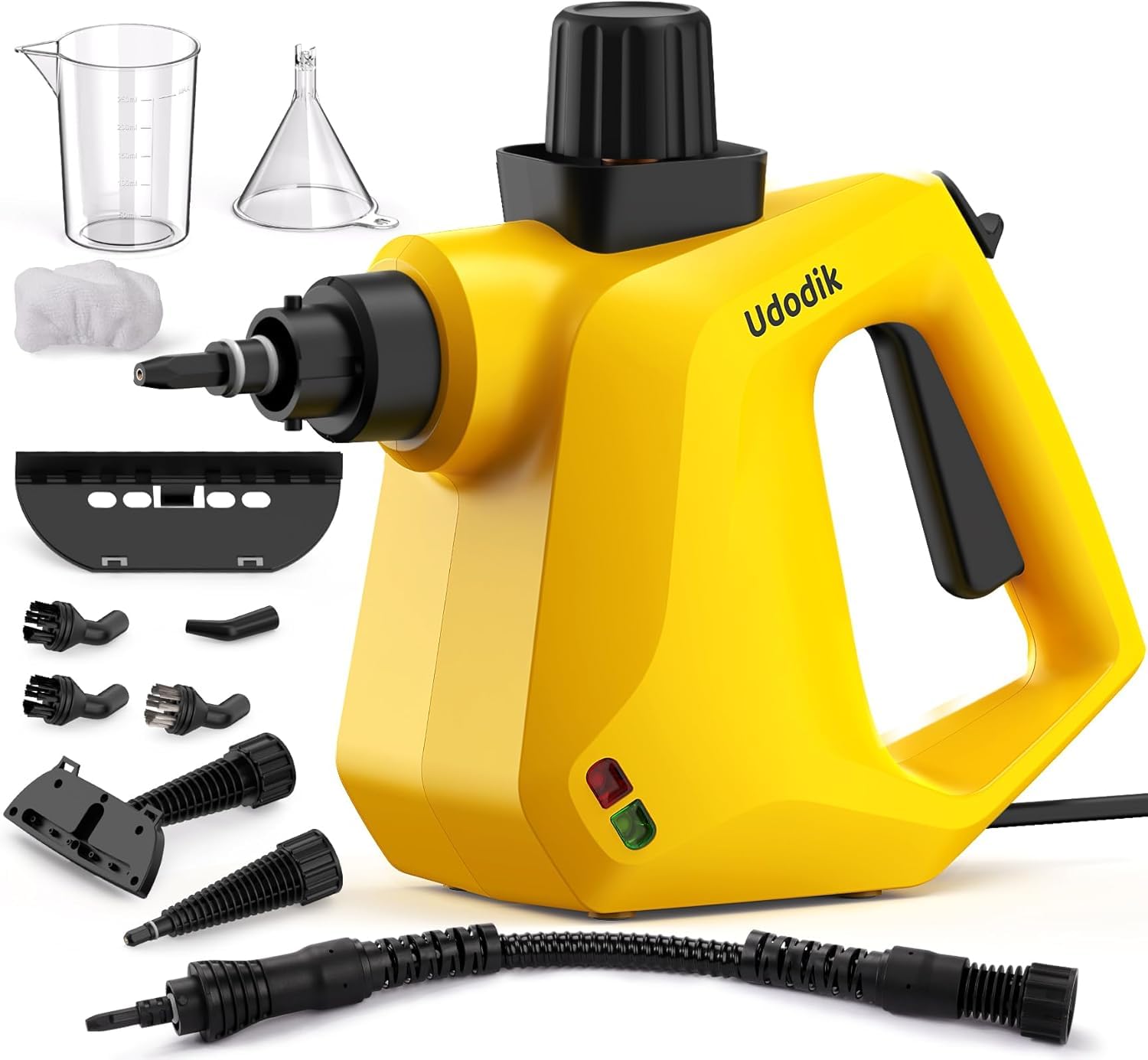 Nettoyeur vapeur portable pour la maison, multi-usages avec 10 accessoires pour tapis, rideaux, canapés, cuisine, punaises, salle de bain et plus encore (yellow)