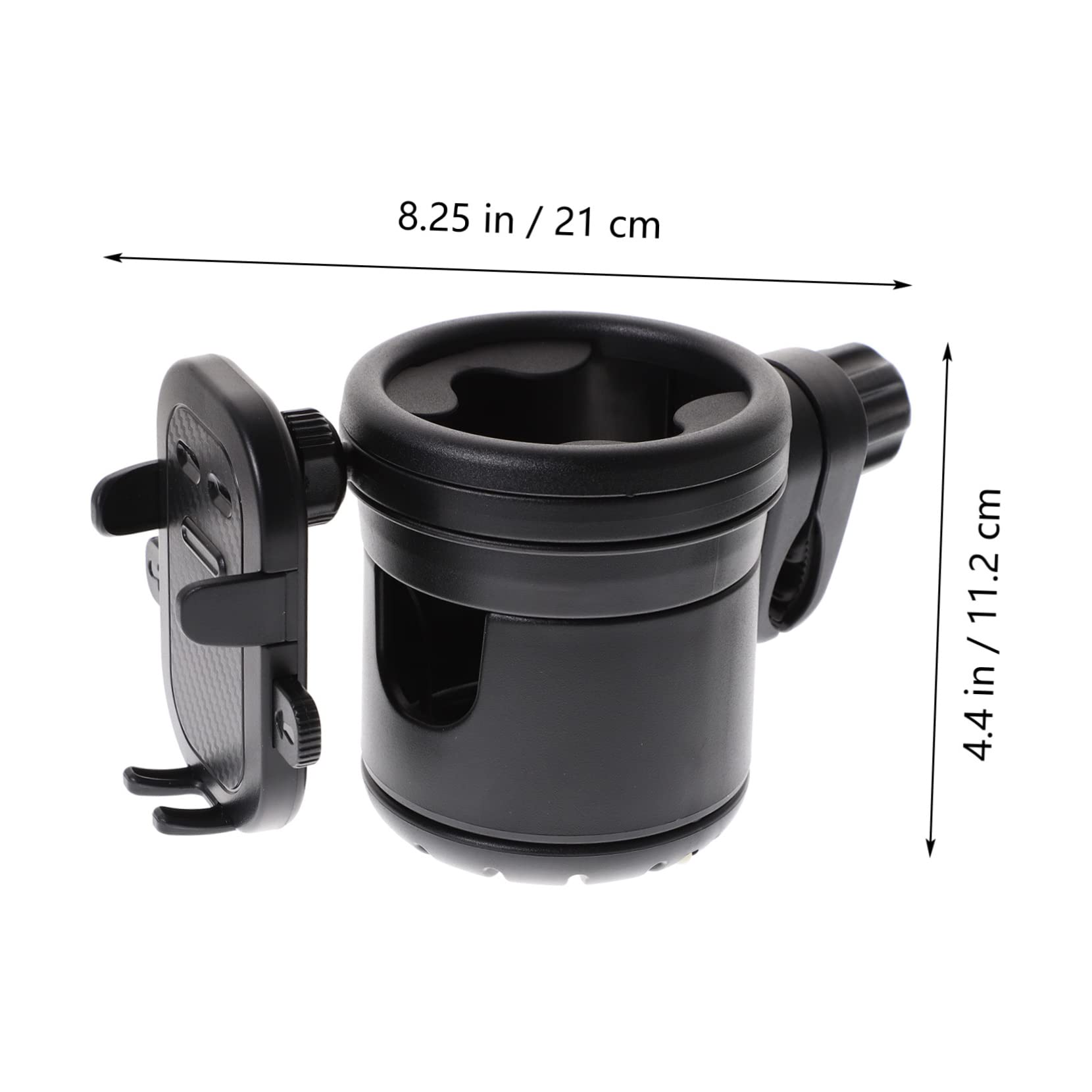 Portabicchieri per Passeggino Nero in Plastica e Metallo | Sedia a Rotelle e Scooter, per Bottiglia o Tazza da Caffè, Fissaggio Stabile Anti-sversamento
