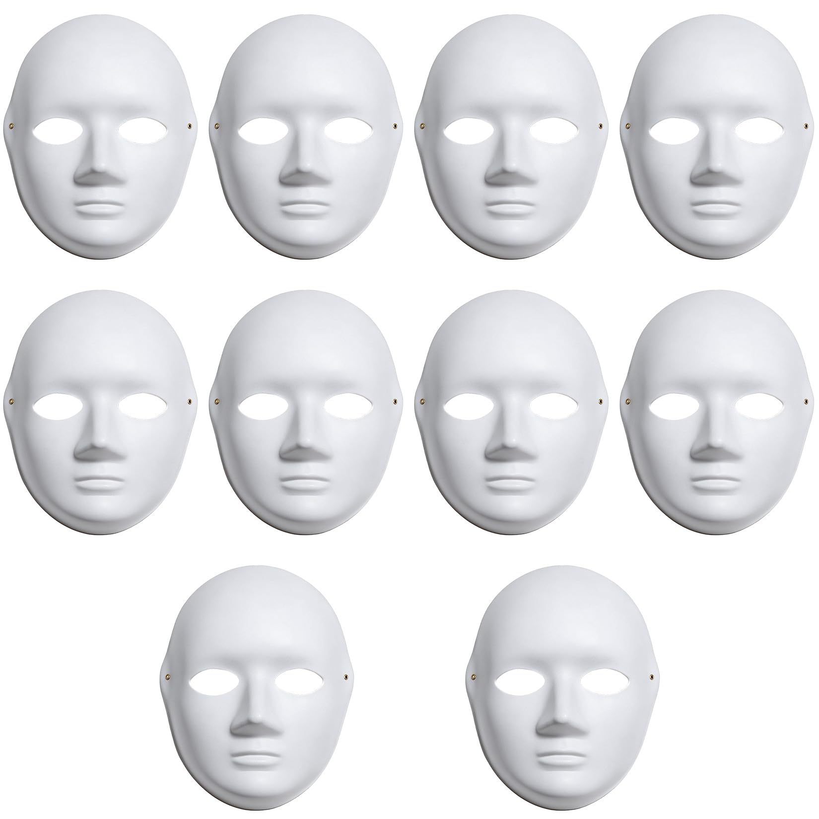 KOXXIAMOQ 10 Pcs Personalised Face Masks, DIY White Paper Masks to Decorate, Paintable Pulp Blank Painting Masquerade Mask for Carnival Cosplay Halloween Party, for Women