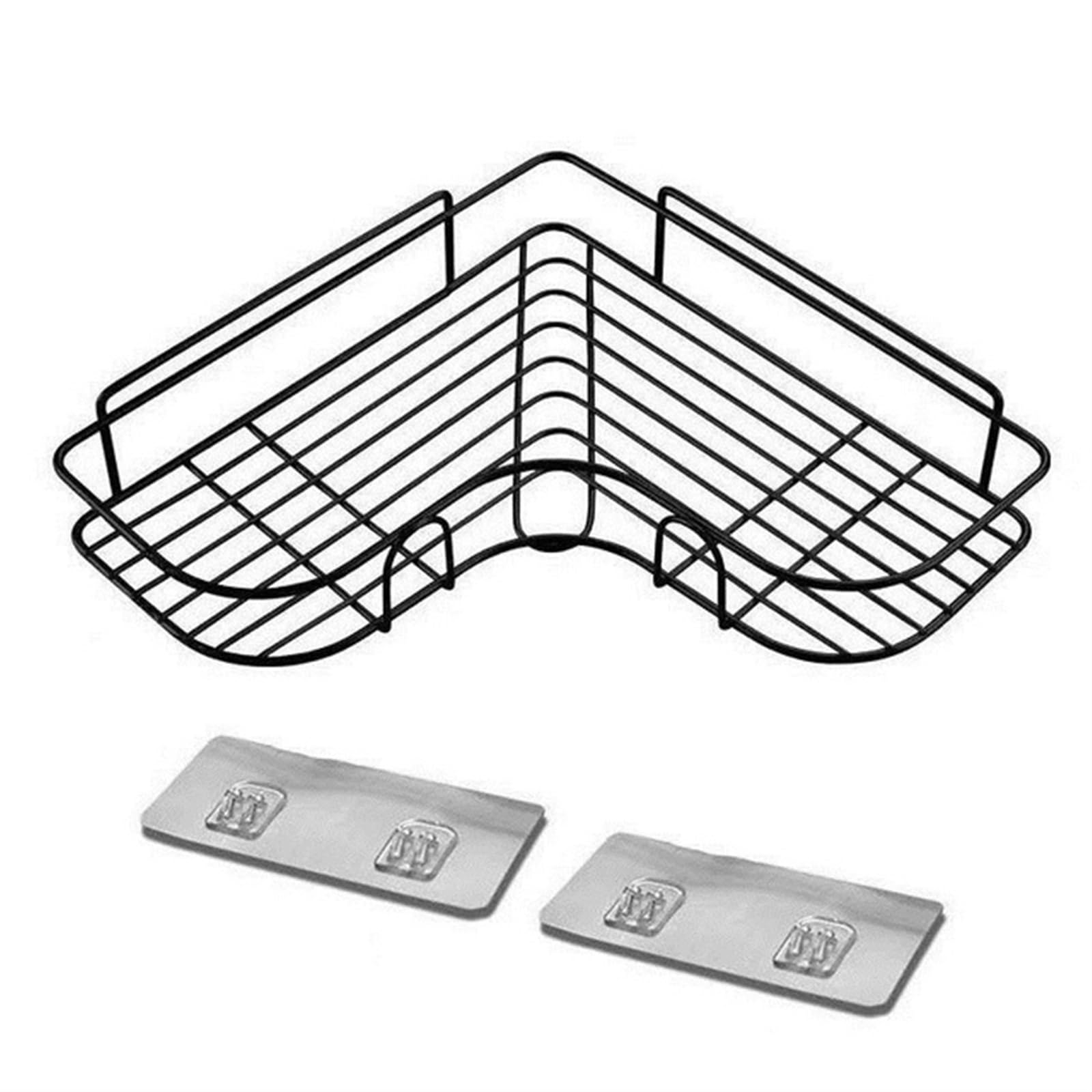 DHYUACN Shower Caddy Triangle Shelf Bathroom Corner Wall Mounted Storage Basket Makeup Rack Accessories Shelves(A-Black-1PC-Hook)