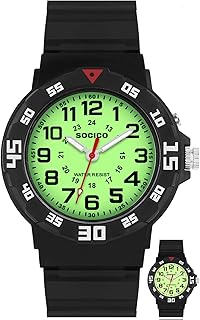 Kids Analog Watch with Light for Boys Girls Waterproof Time Teaching Watch with Soft Band Learning Time Wrist Watch Easy t...