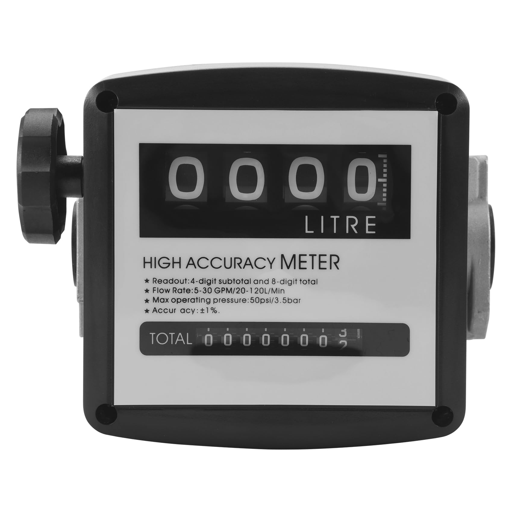 Medidor de Combustible MecáNico Flujo de Combustible de 4 DíGitos Medidor de Flujo de Combustible MecáNico 25 Mm (Rosca Interna de 1 Pulgada) 5-30 GPM / 20-120L / Min