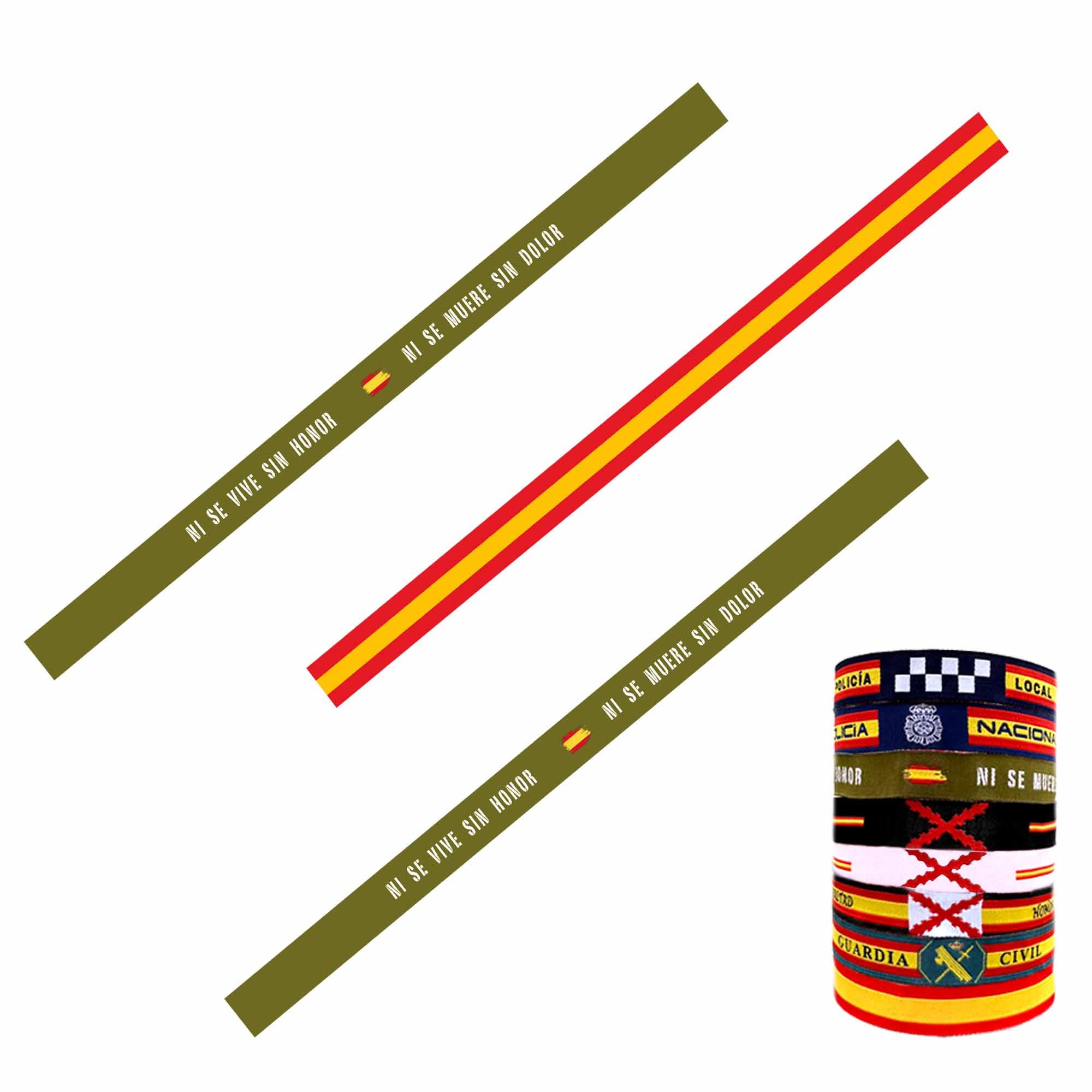 Generic Pulsera Policía Nacional Guardia Civil Local Cruz Borgoña Militar Pack 3uds España Tela Bordada Unisex