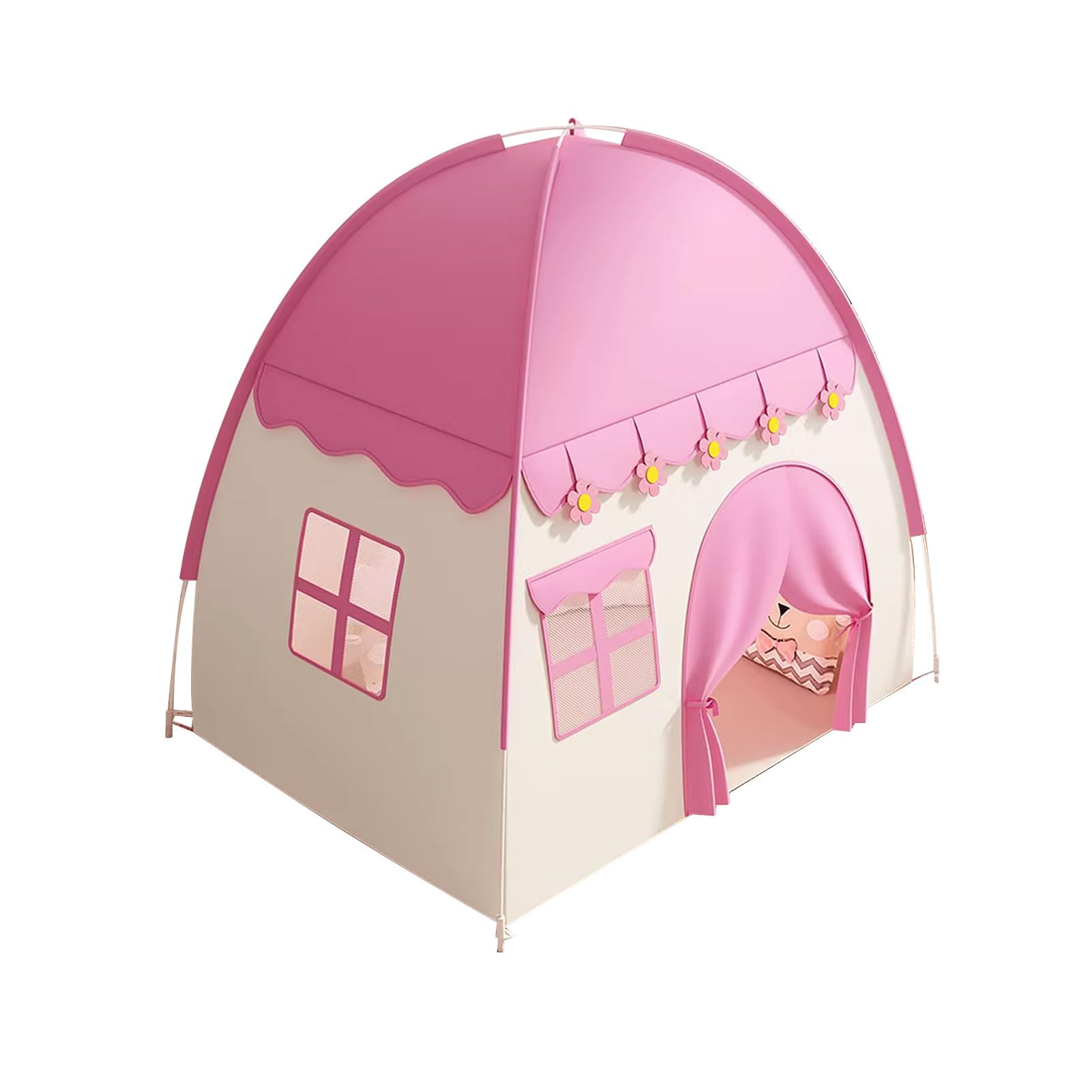 Naroote Kinderspielzelt, Stabiler Rahmen, Zusammenklappbares Kinderspielhaus, Ideal für Familienausflüge, Kinderspielzelt Im Innenbereich für Kreative Spielzeit (PINK)
