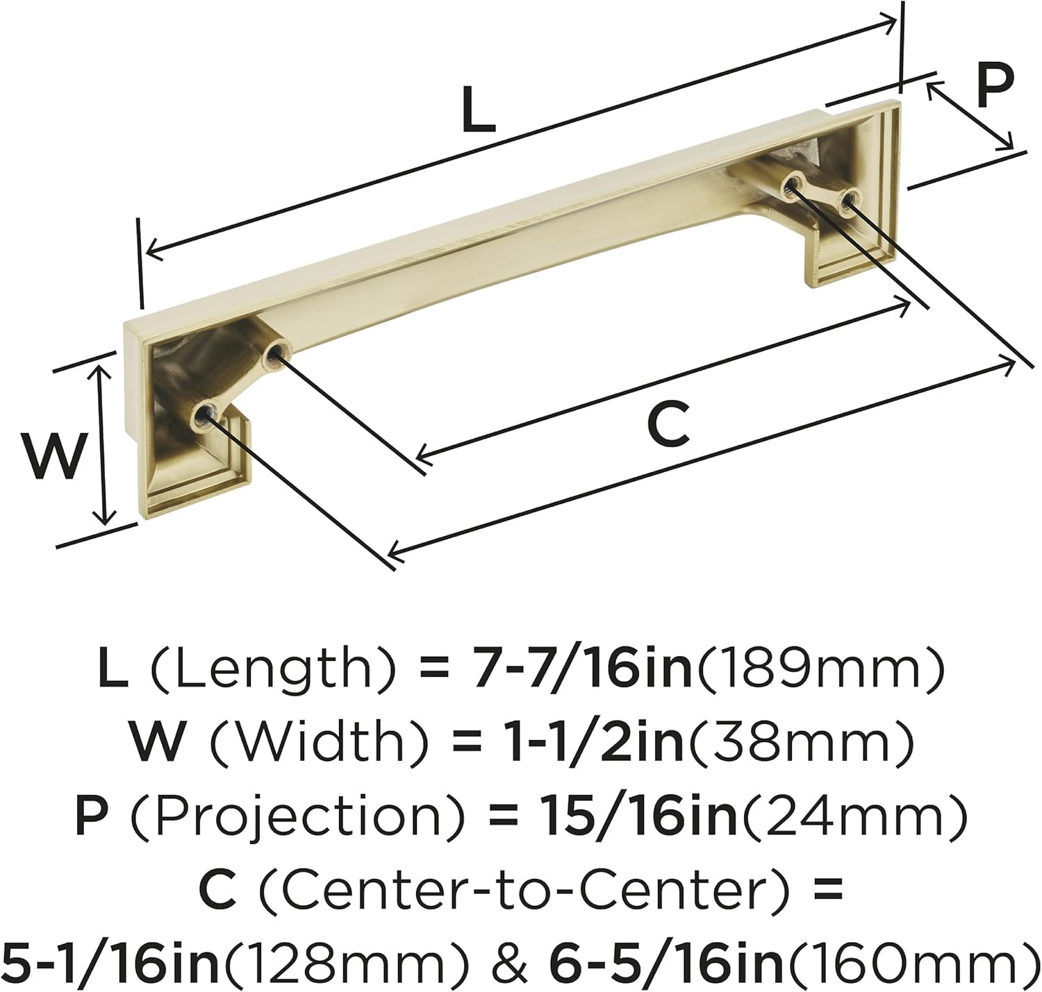 Amerock, Golden Champagne, 5-1/16 & 6-5/16 in. Center-to-Center - Image 4