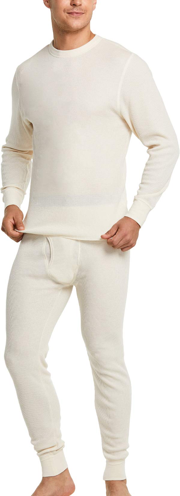 DA UOMO 2PC Set Intimo Termico Top Fondo Long John Waffle Nuovo - Foto 6